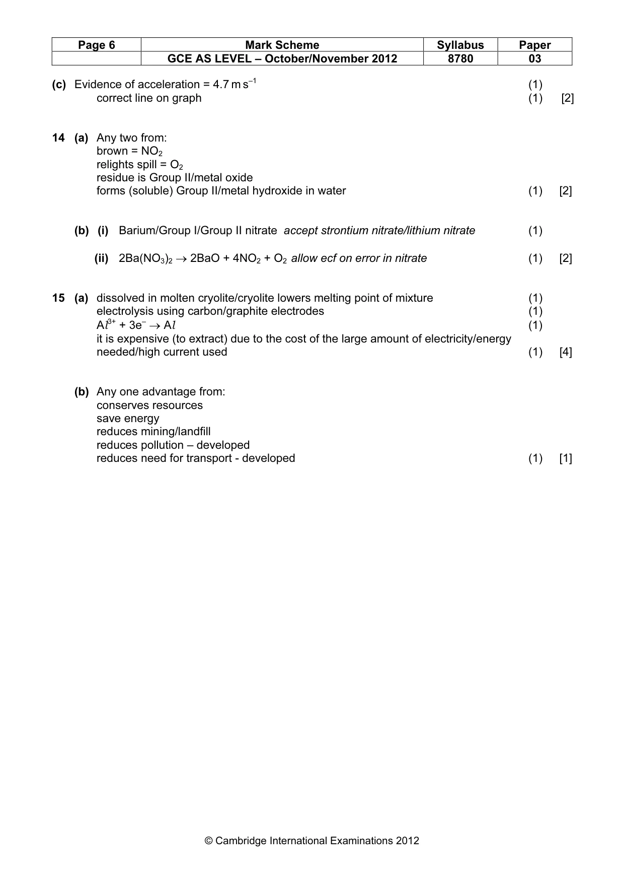 Mark scheme, page 6 of 6
