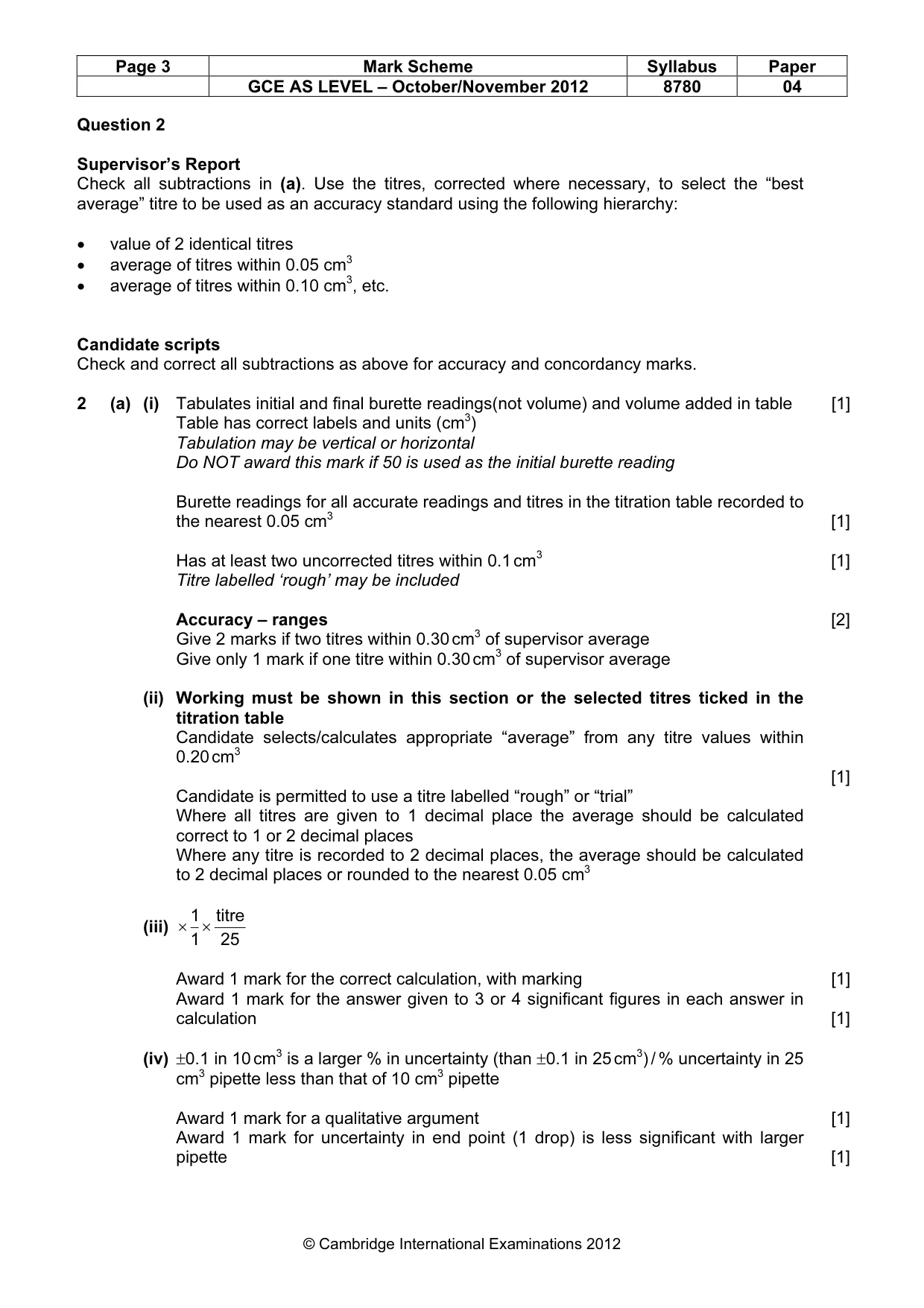 Mark scheme, page 3 of 4