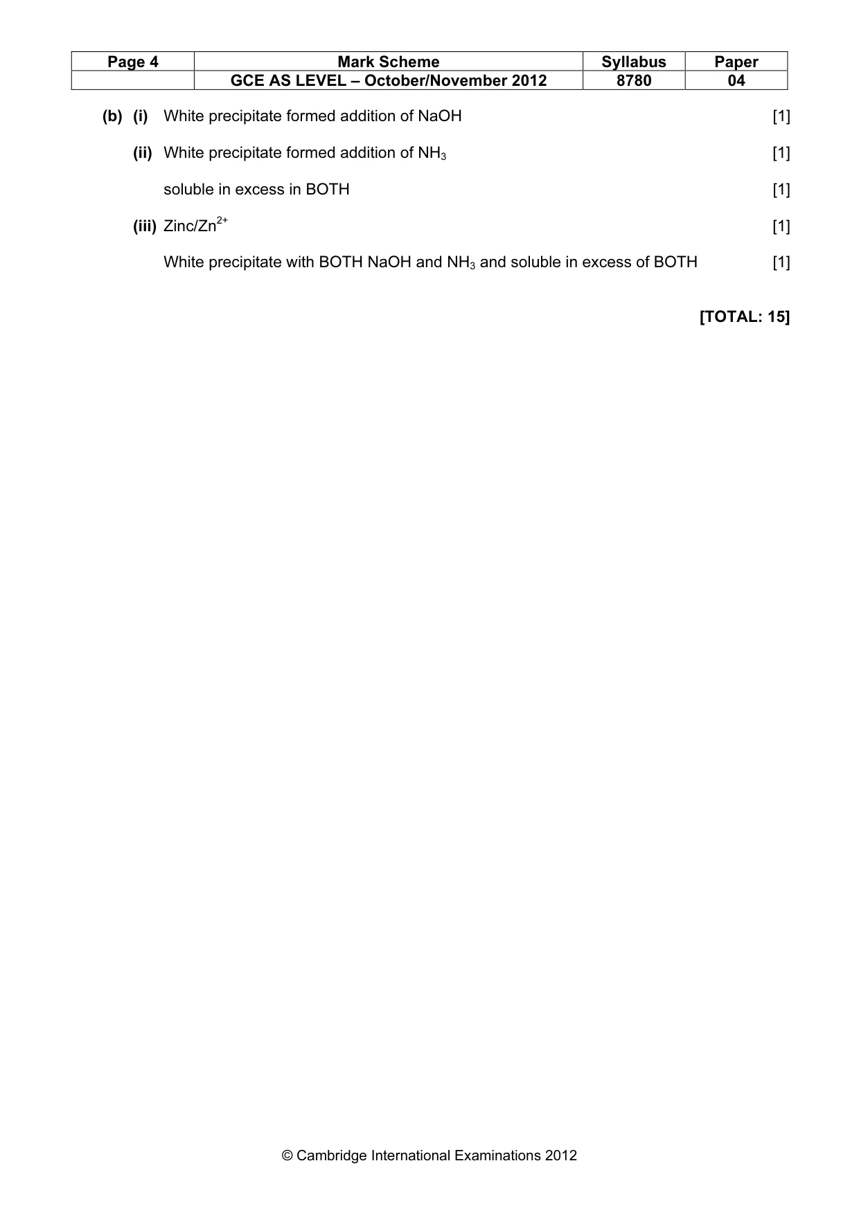 Mark scheme, page 4 of 4