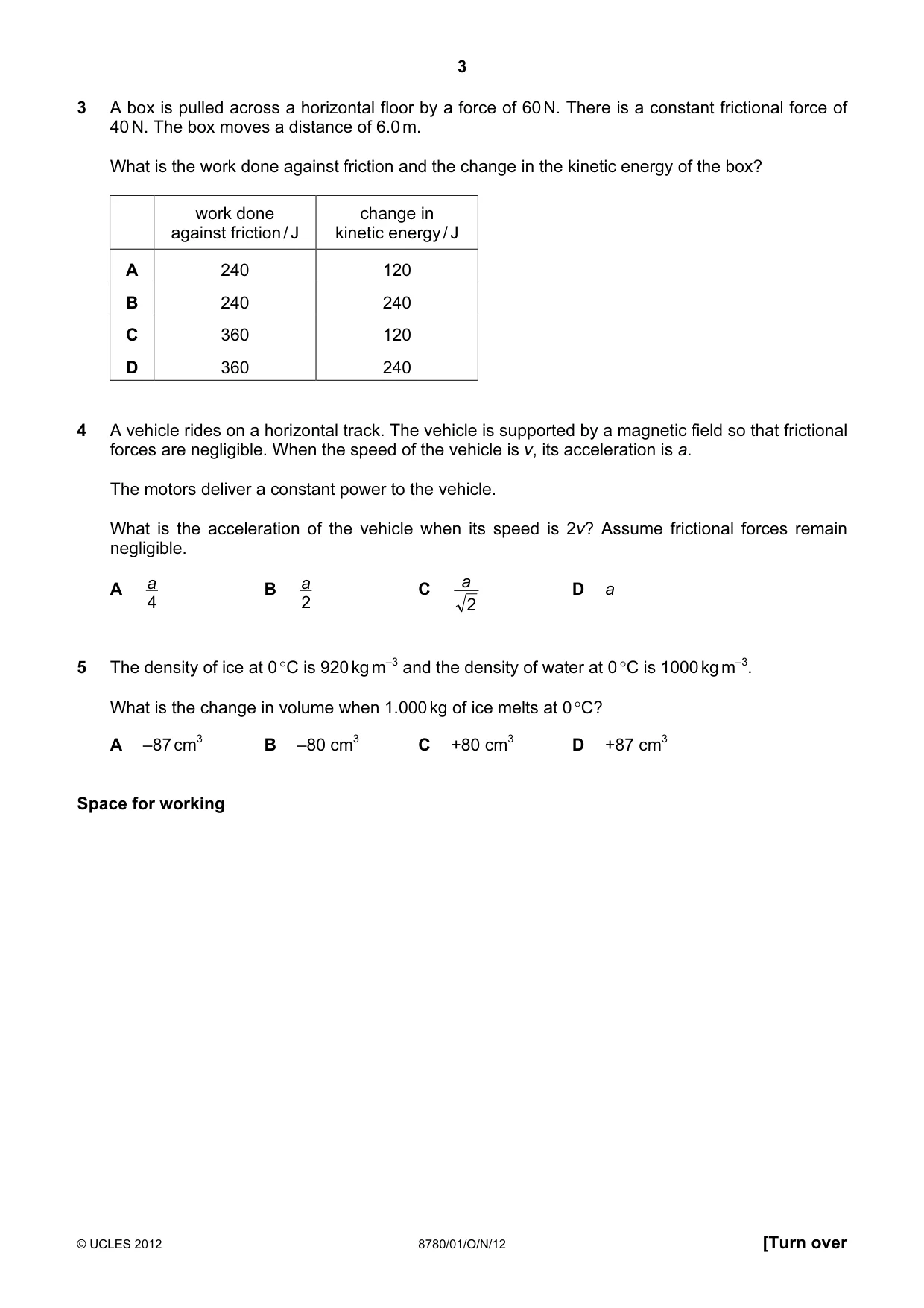 Cambridge A Level Physical Science 8780 2012 Oct/Nov Paper 1 · Variant 1 question paper, page 3 of 16