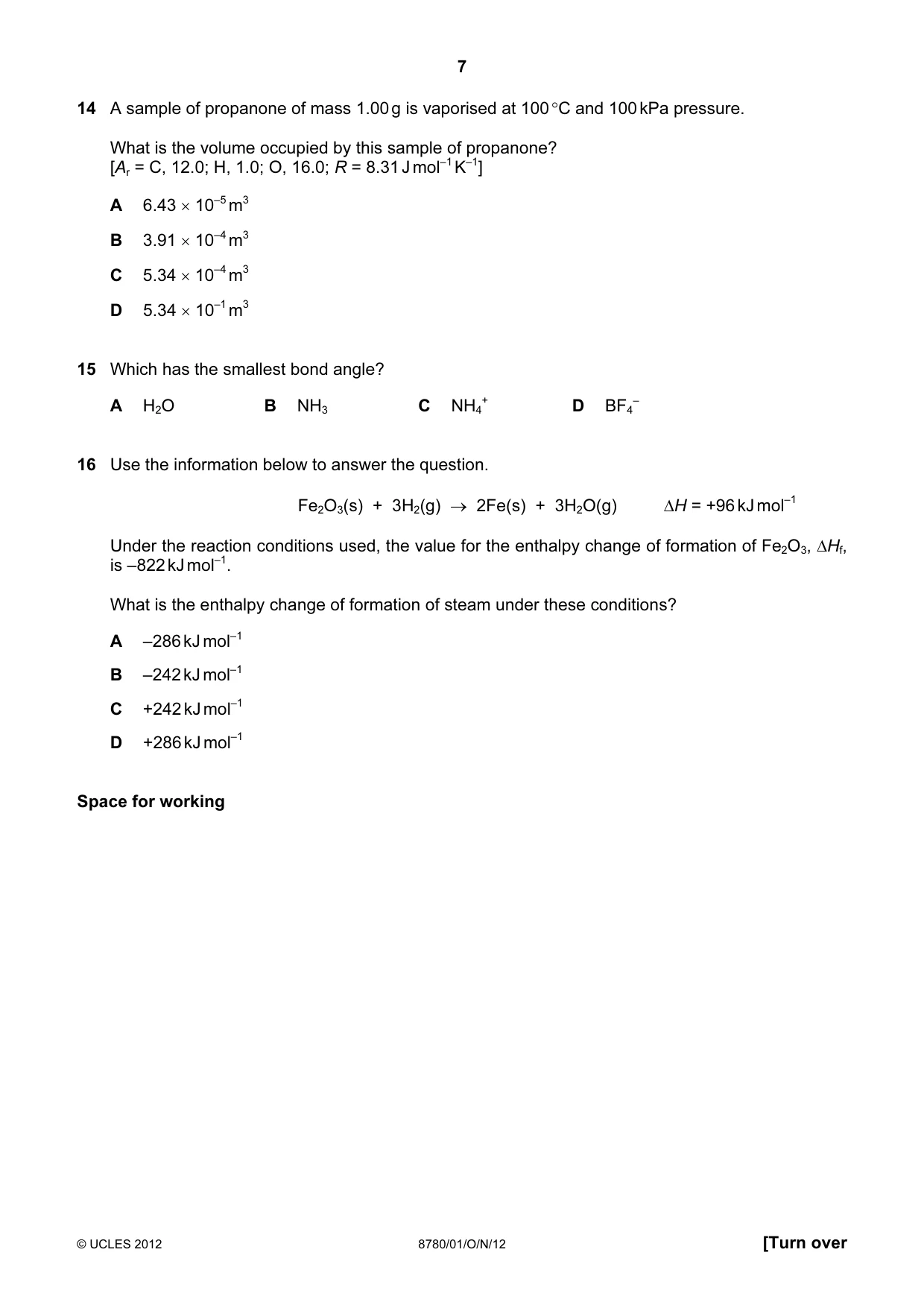 Cambridge A Level Physical Science 8780 2012 Oct/Nov Paper 1 · Variant 1 question paper, page 7 of 16