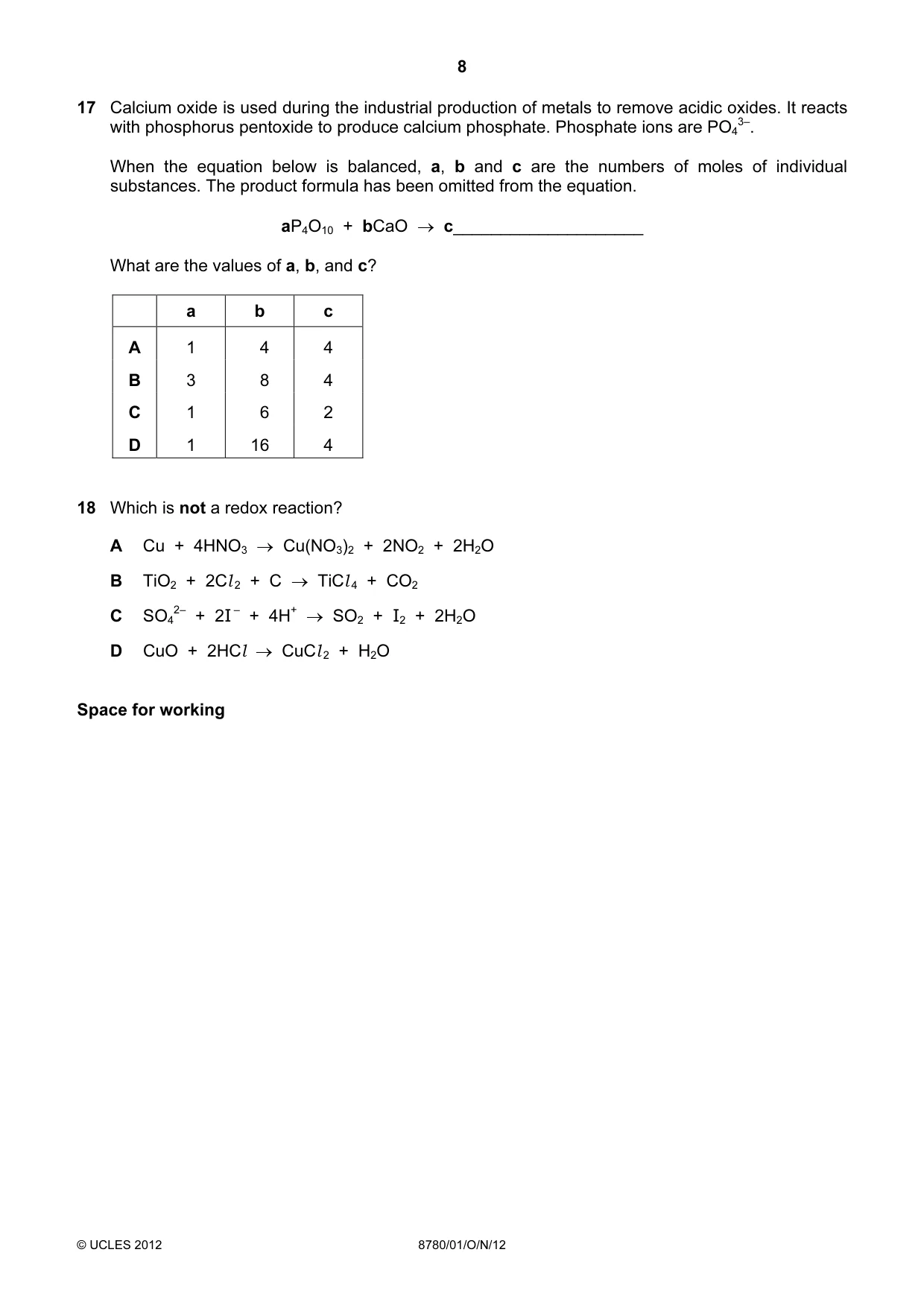 Cambridge A Level Physical Science 8780 2012 Oct/Nov Paper 1 · Variant 1 question paper, page 8 of 16