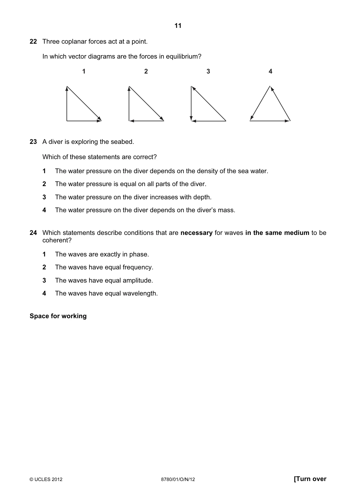 Cambridge A Level Physical Science 8780 2012 Oct/Nov Paper 1 · Variant 1 question paper, page 11 of 16