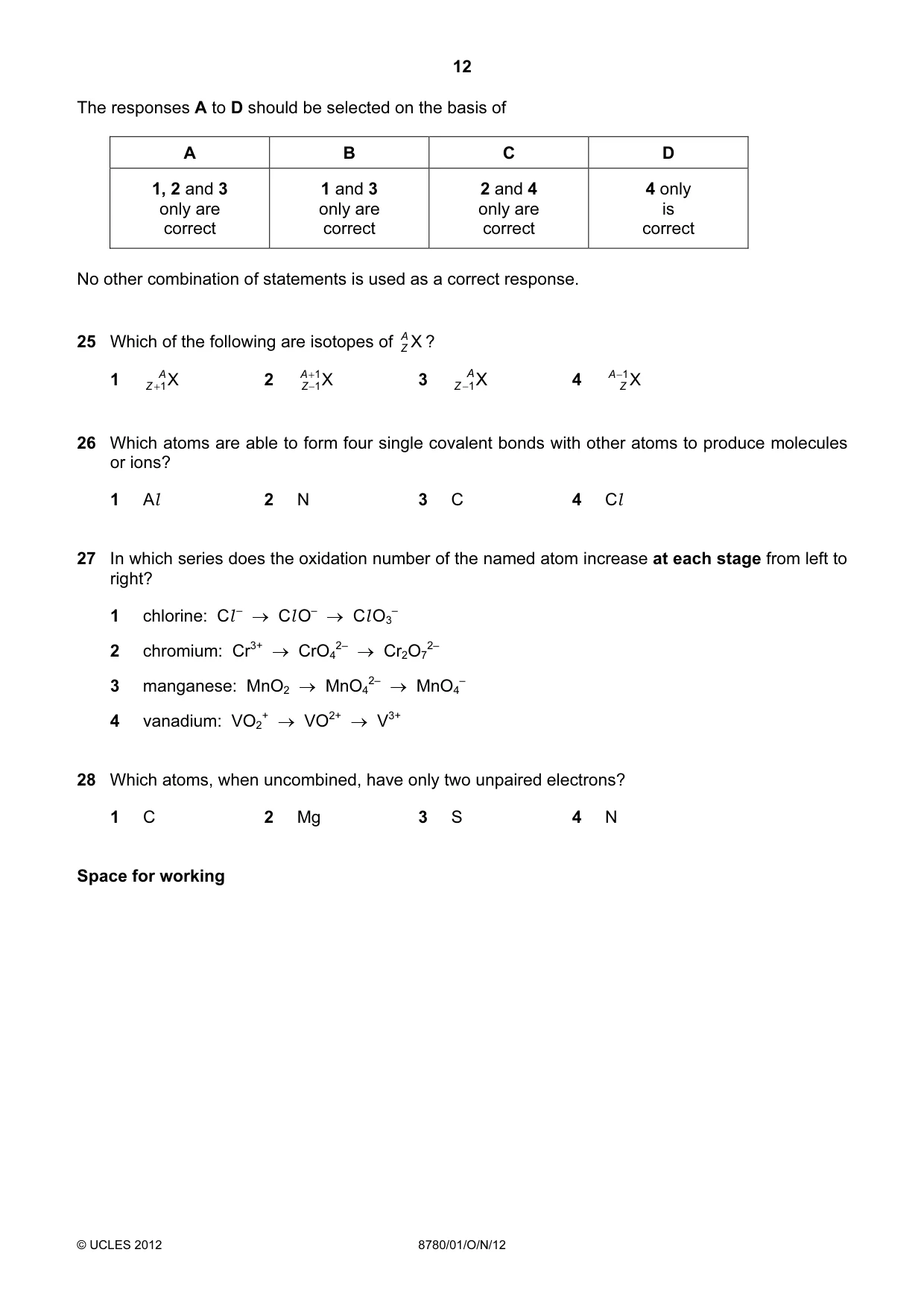 Cambridge A Level Physical Science 8780 2012 Oct/Nov Paper 1 · Variant 1 question paper, page 12 of 16