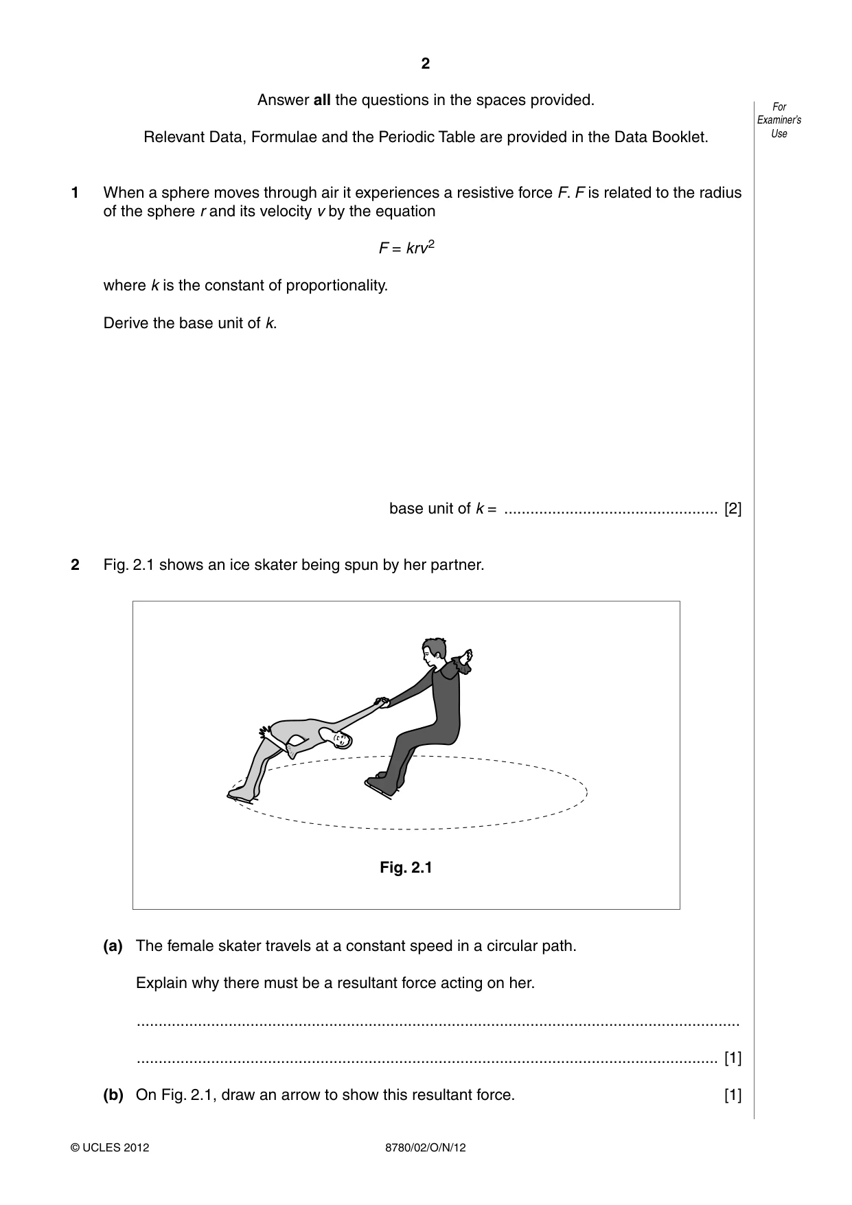 Cambridge A Level Physical Science 8780 2012 Oct/Nov Paper 2 · Variant 1 question paper, page 2 of 8