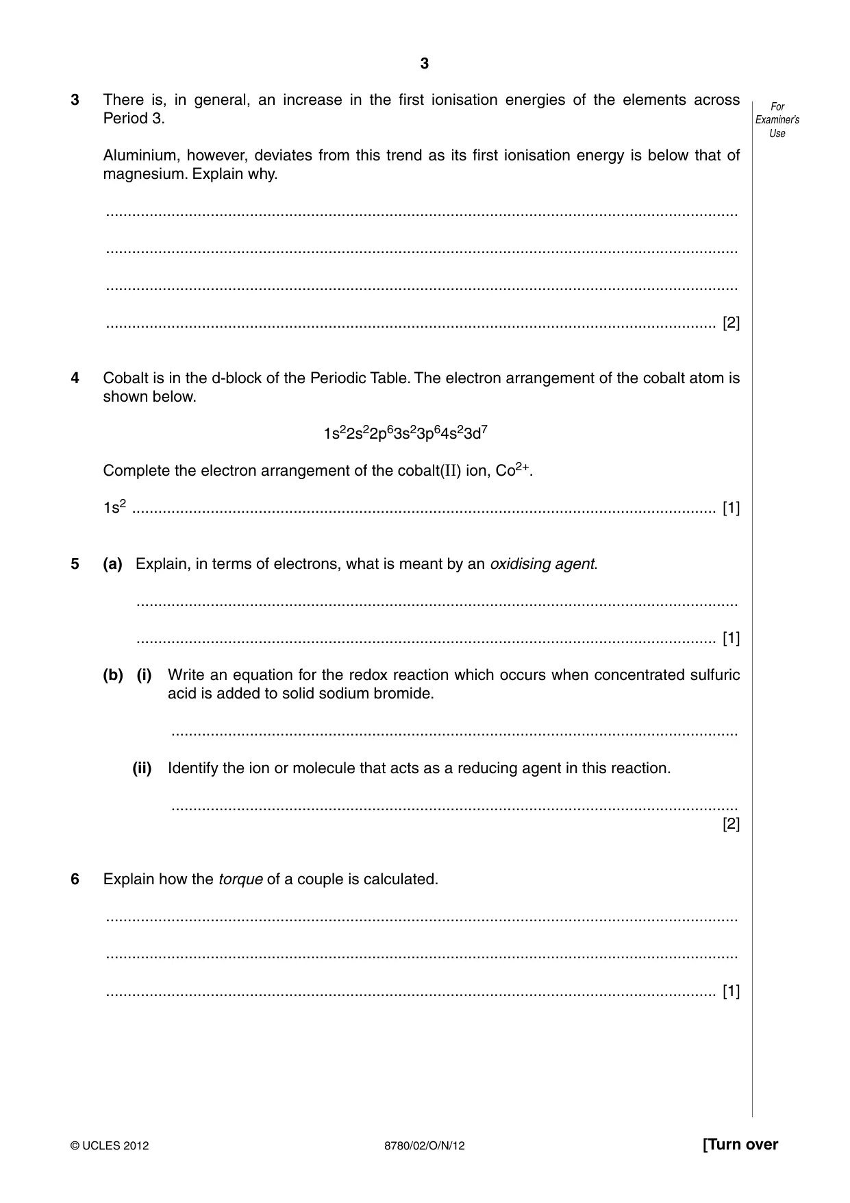 Cambridge A Level Physical Science 8780 2012 Oct/Nov Paper 2 · Variant 1 question paper, page 3 of 8