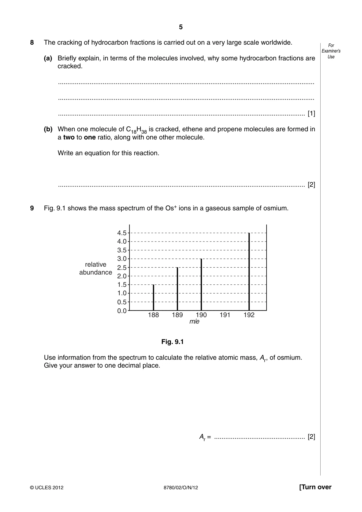 Cambridge A Level Physical Science 8780 2012 Oct/Nov Paper 2 · Variant 1 question paper, page 5 of 8
