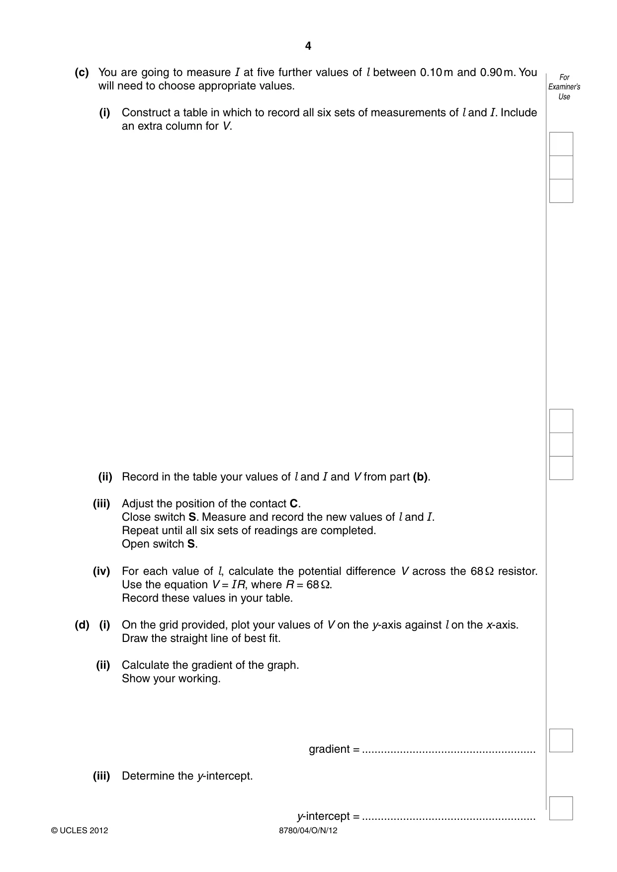 Cambridge A Level Physical Science 8780 2012 Oct/Nov Paper 4 · Variant 1 question paper, page 4 of 16