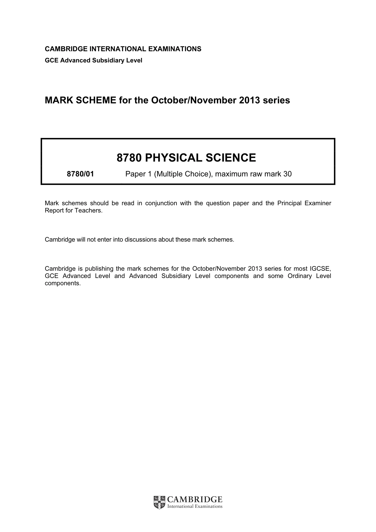 Mark scheme, page 1 of 2