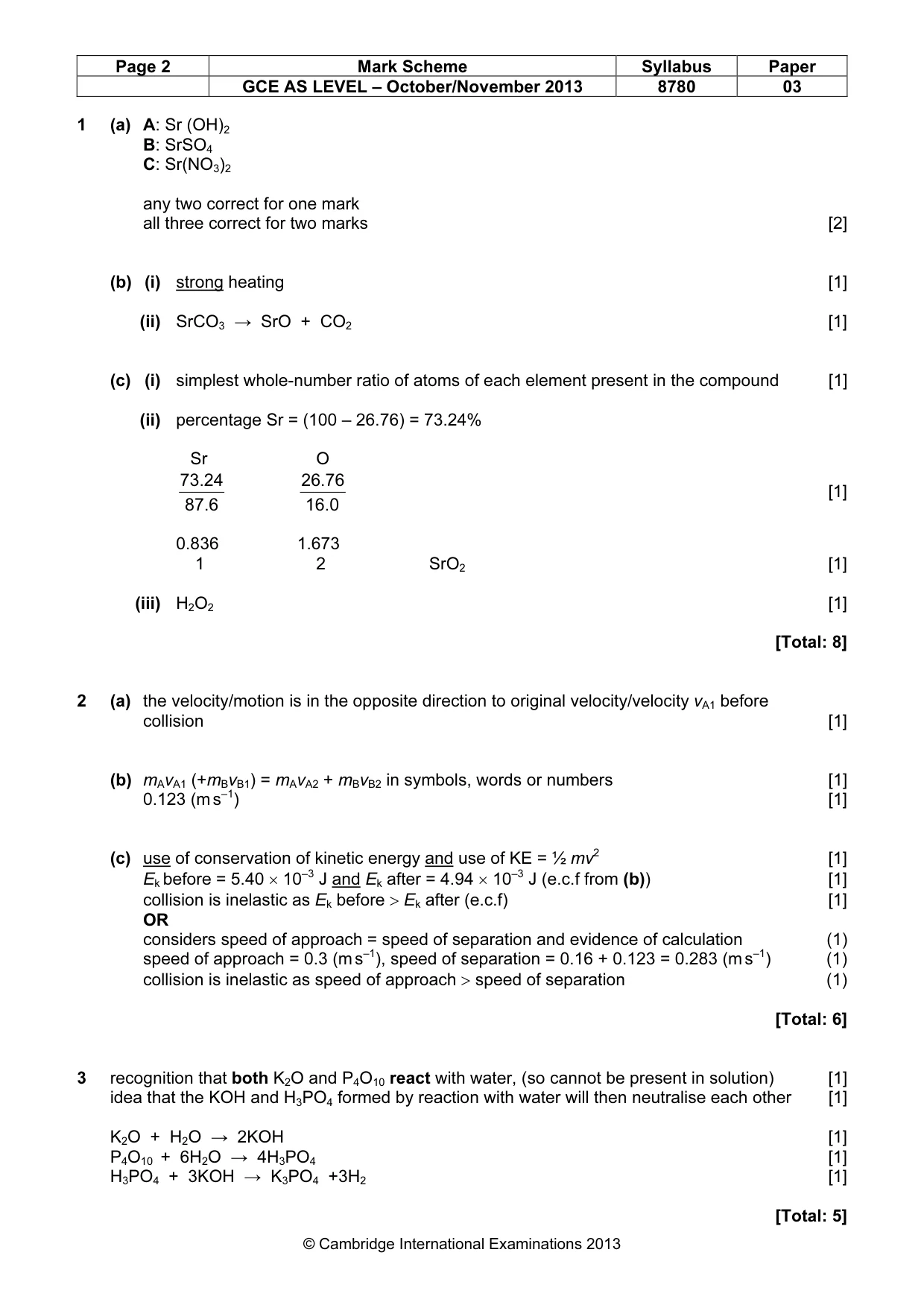Mark scheme, page 2 of 6