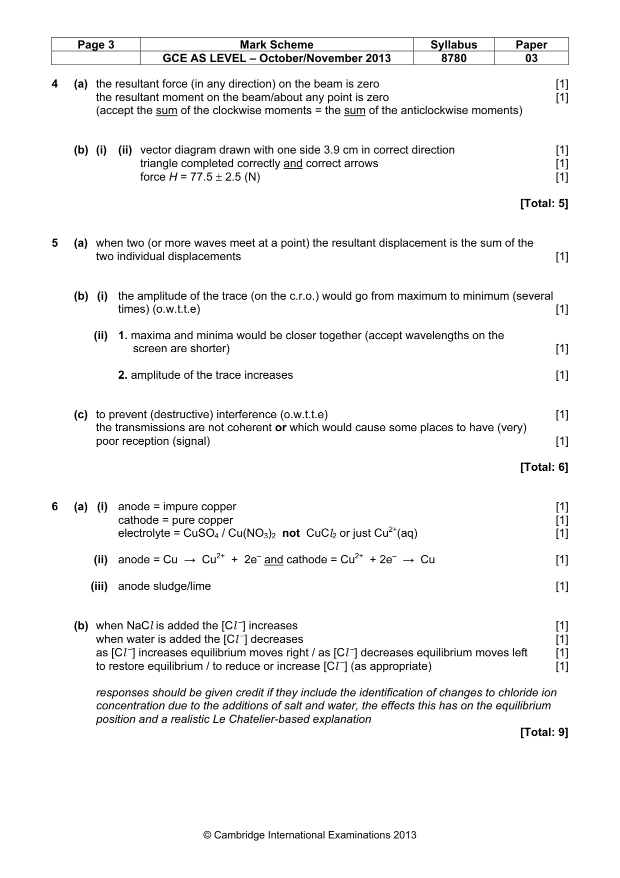 Mark scheme, page 3 of 6