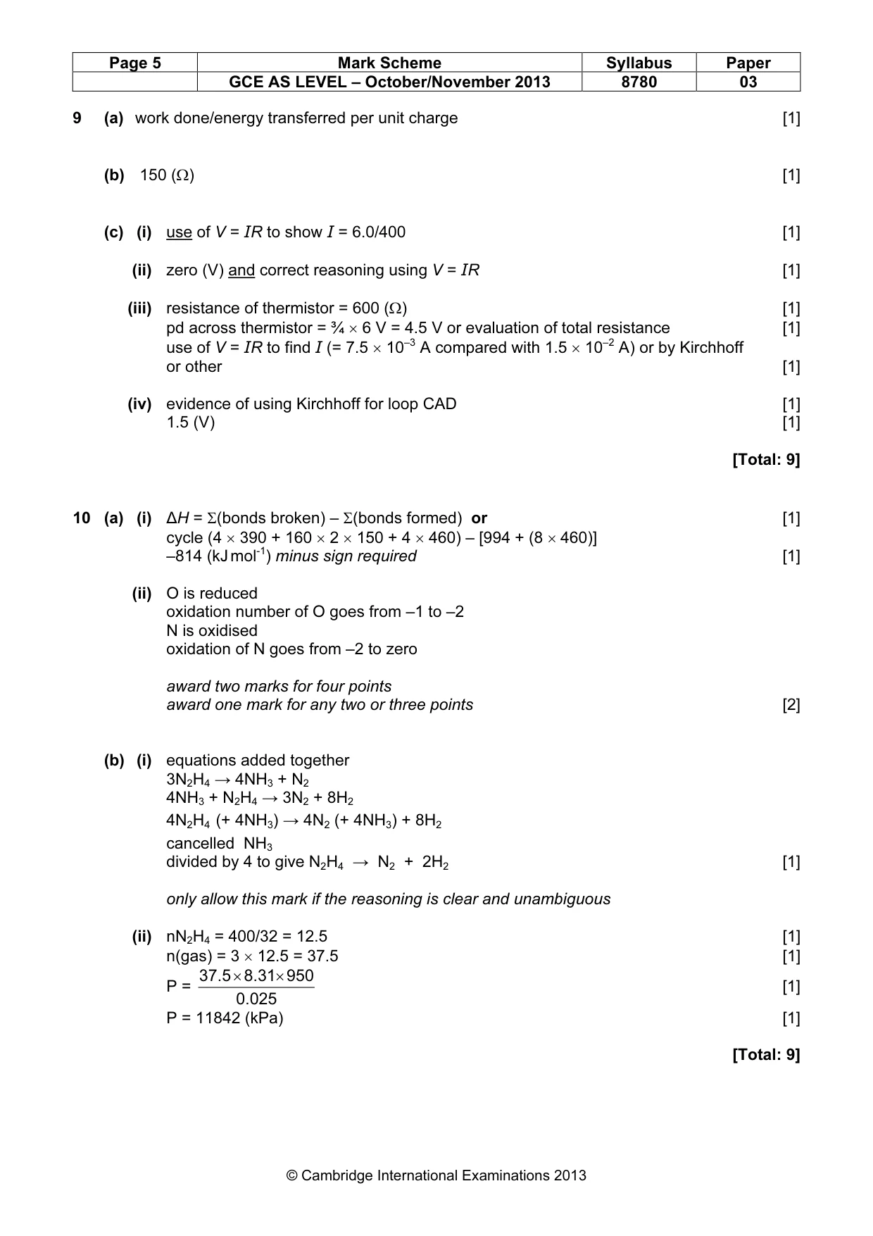 Mark scheme, page 5 of 6