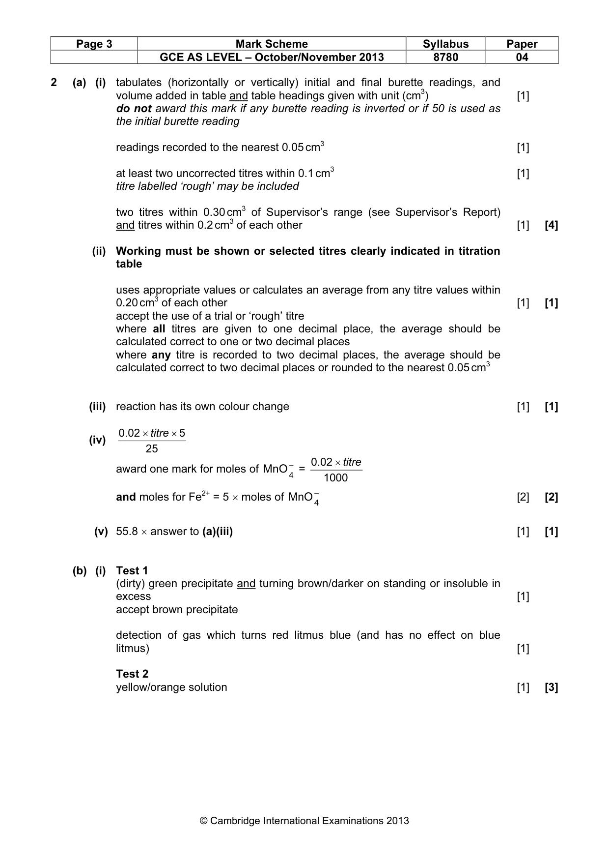 Mark scheme, page 3 of 4