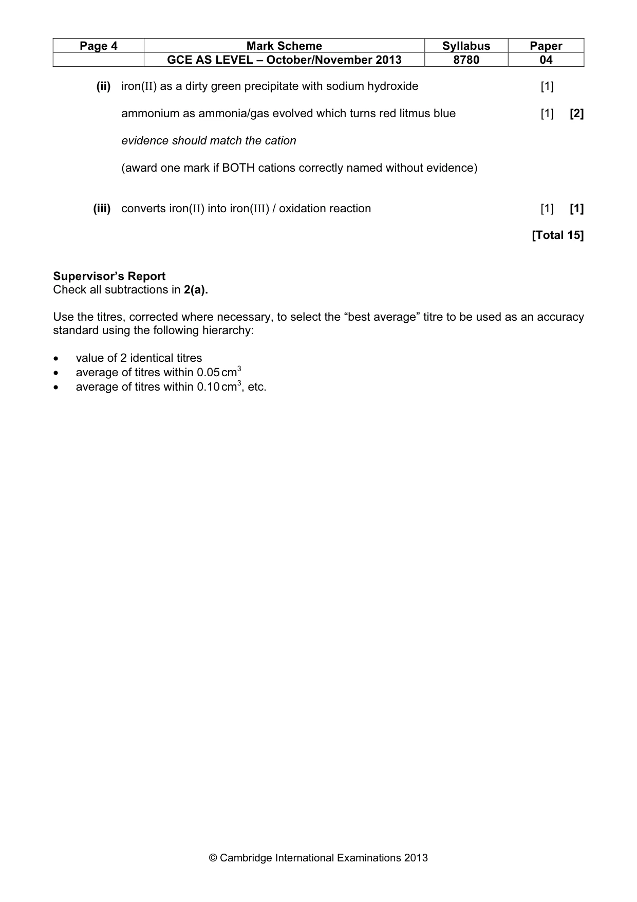 Mark scheme, page 4 of 4
