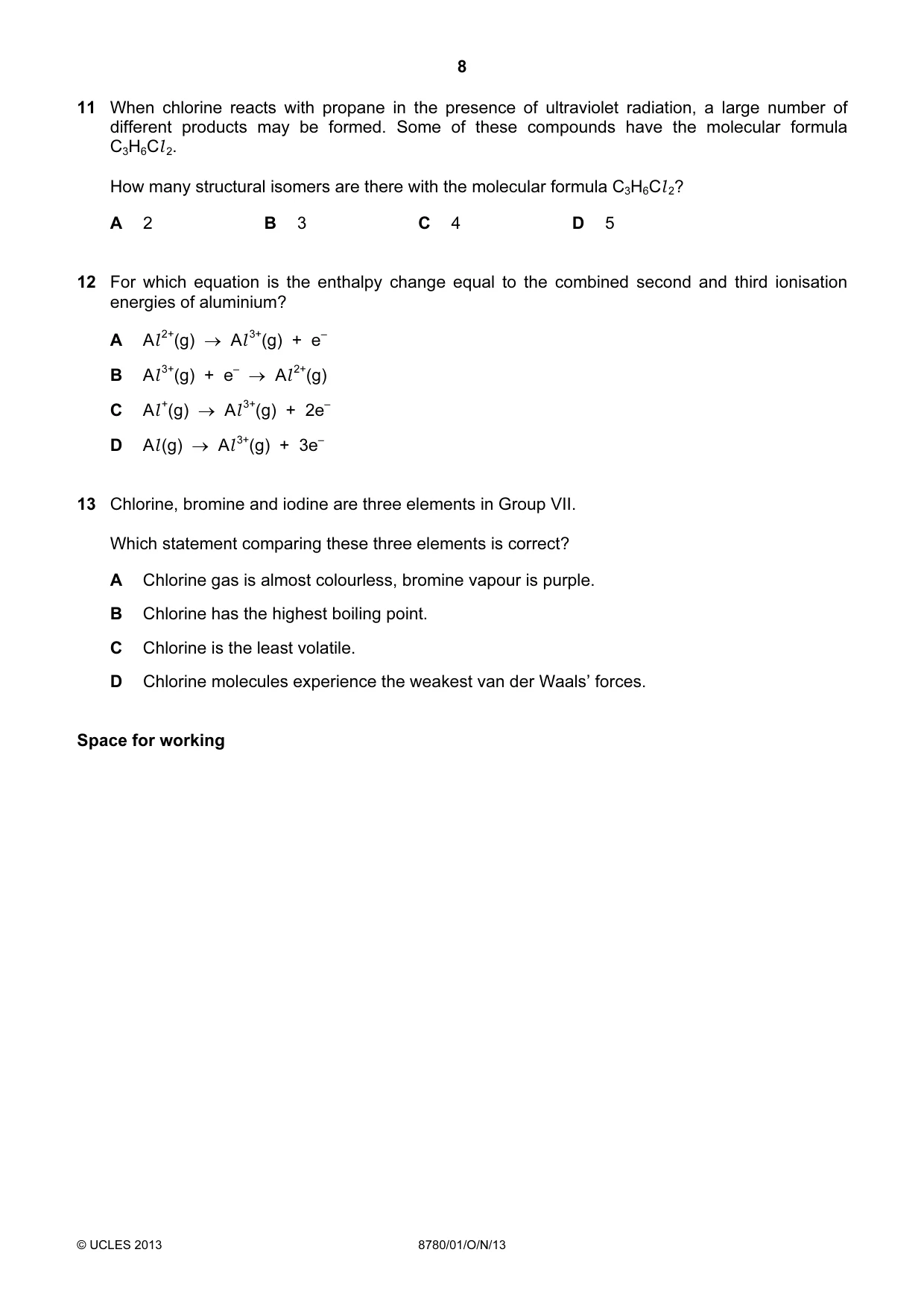 Cambridge A Level Physical Science 8780 2013 Oct/Nov Paper 1 · Variant 1 question paper, page 8 of 16