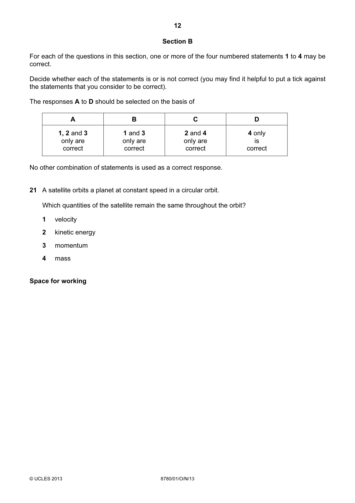 Cambridge A Level Physical Science 8780 2013 Oct/Nov Paper 1 · Variant 1 question paper, page 12 of 16