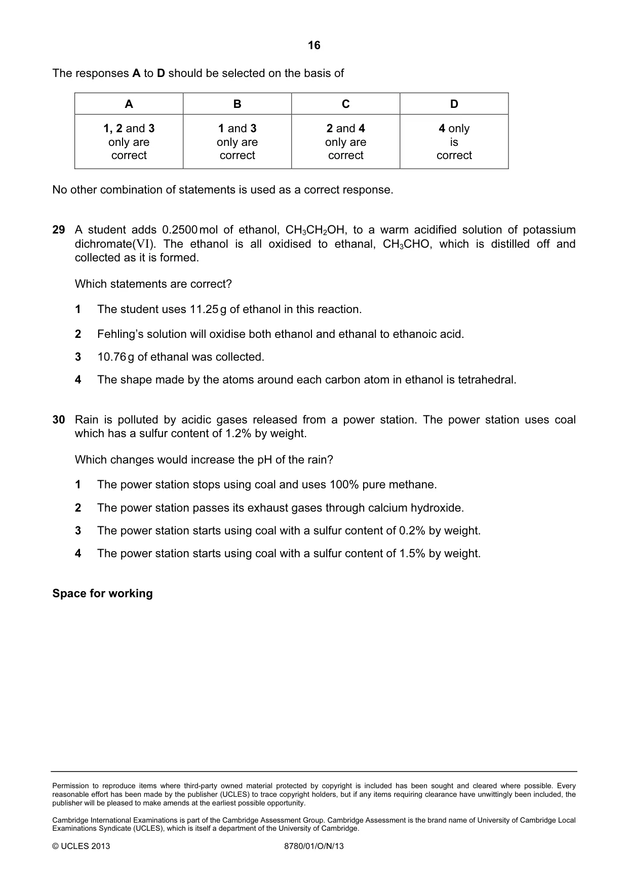 Cambridge A Level Physical Science 8780 2013 Oct/Nov Paper 1 · Variant 1 question paper, page 16 of 16