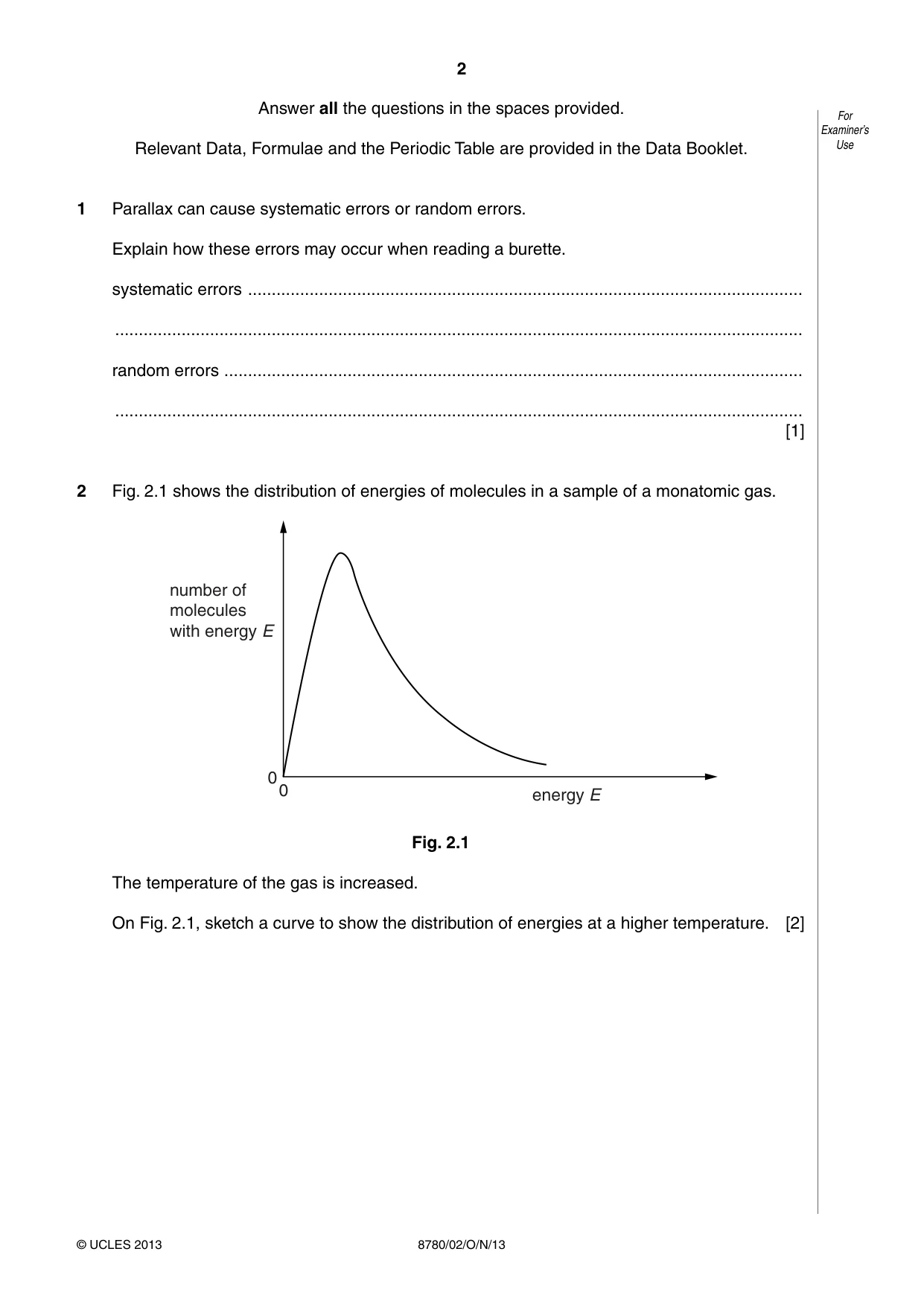 Cambridge A Level Physical Science 8780 2013 Oct/Nov Paper 2 · Variant 1 question paper, page 2 of 8
