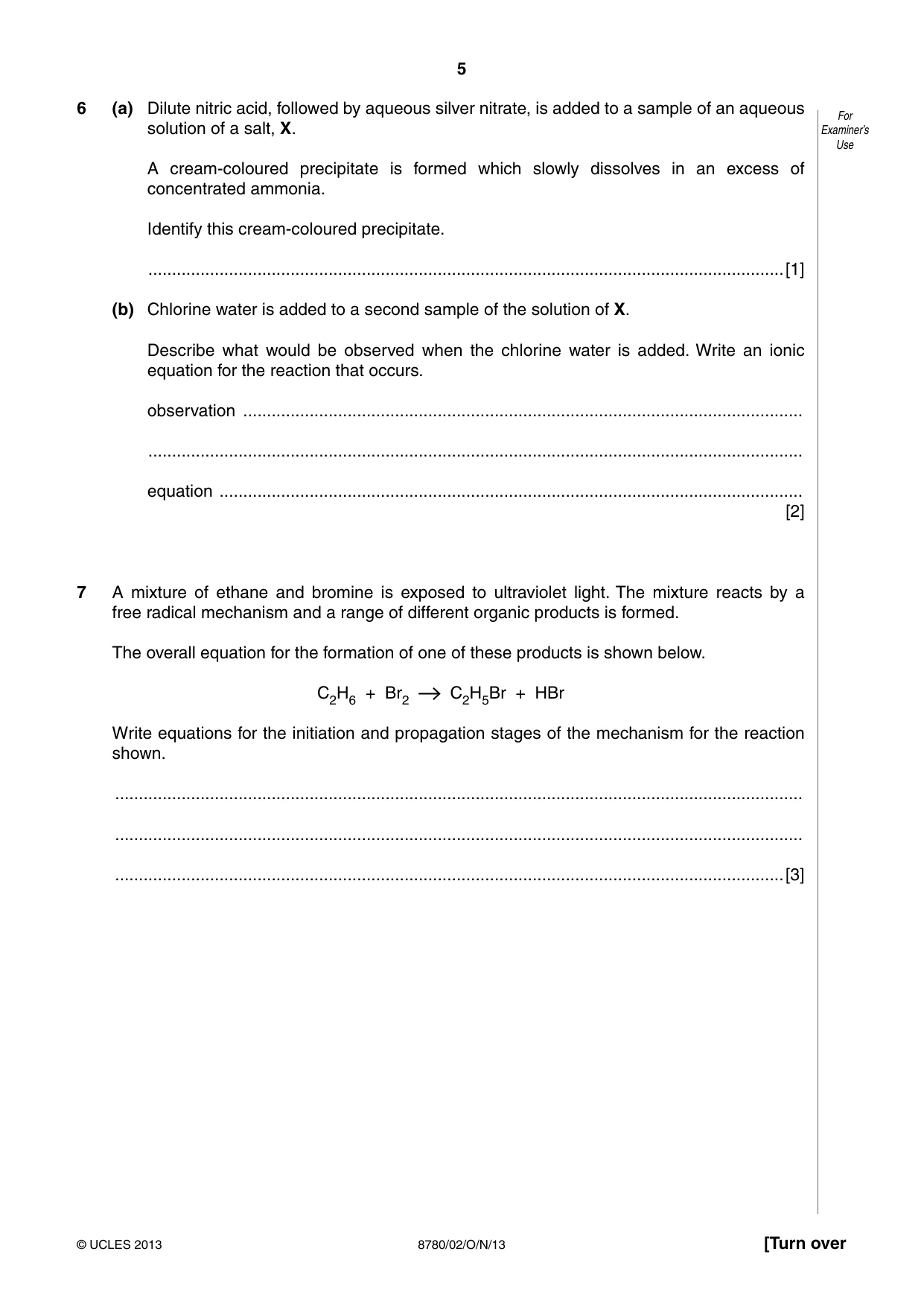 Cambridge A Level Physical Science 8780 2013 Oct/Nov Paper 2 · Variant 1 question paper, page 5 of 8