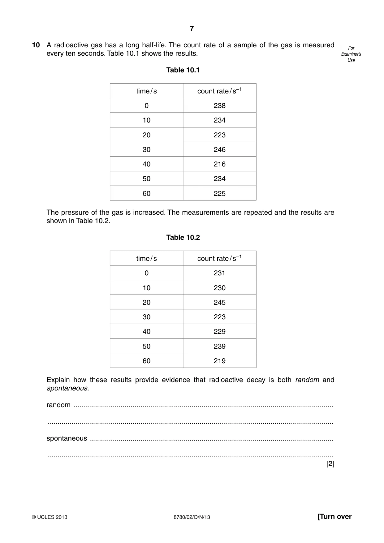Cambridge A Level Physical Science 8780 2013 Oct/Nov Paper 2 · Variant 1 question paper, page 7 of 8