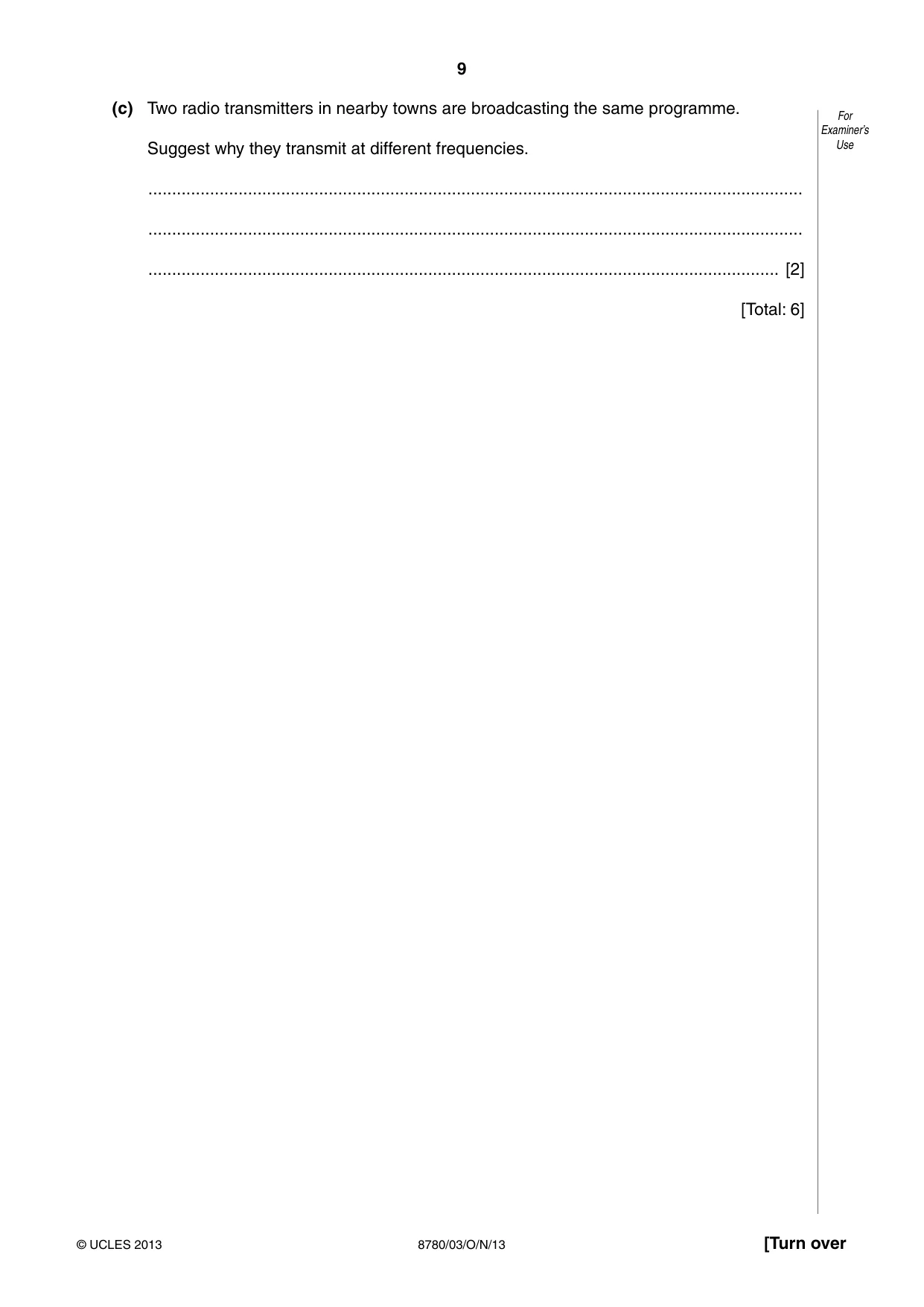 Cambridge A Level Physical Science 8780 2013 Oct/Nov Paper 3 · Variant 1 question paper, page 9 of 20