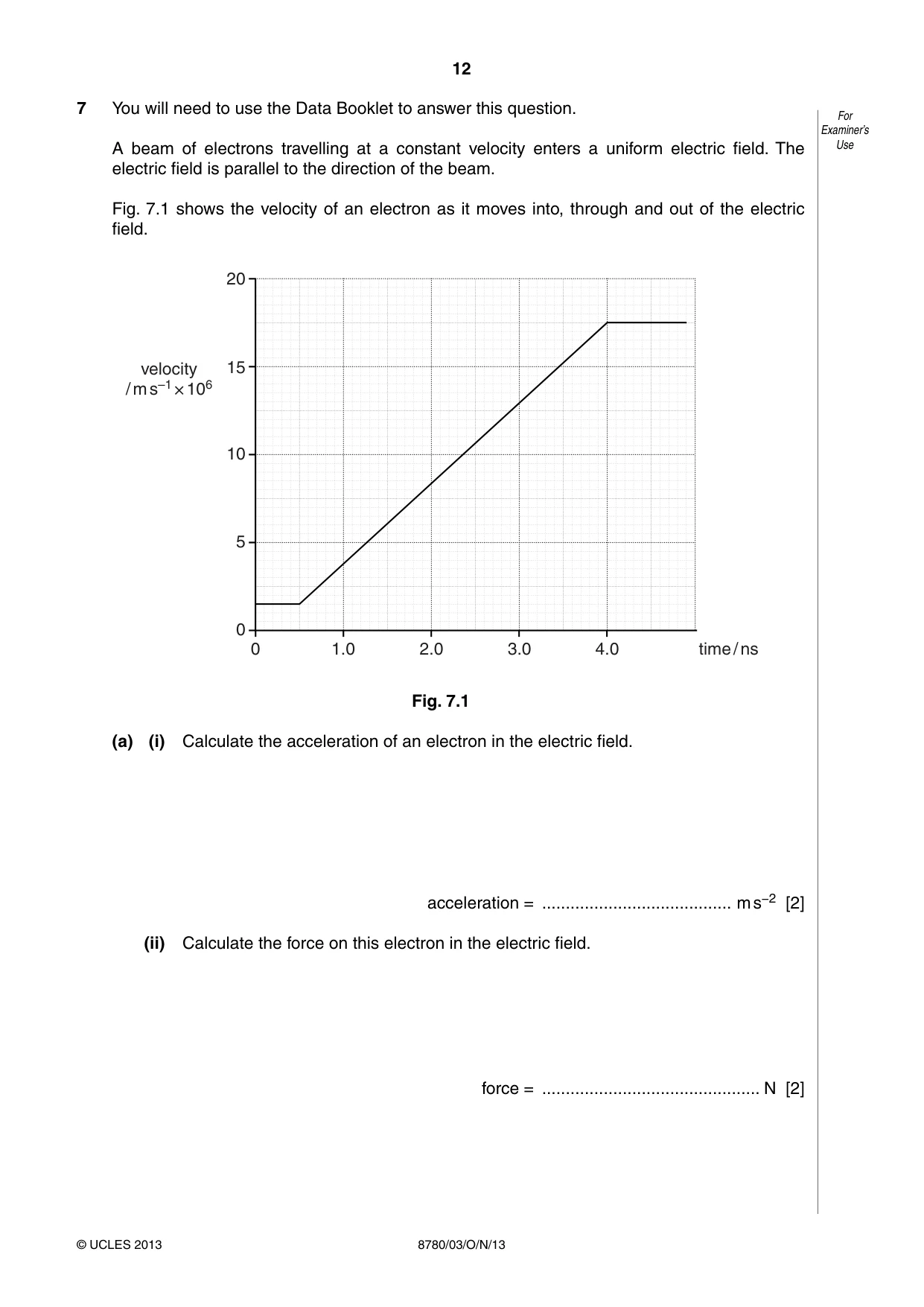 Cambridge A Level Physical Science 8780 2013 Oct/Nov Paper 3 · Variant 1 question paper, page 12 of 20
