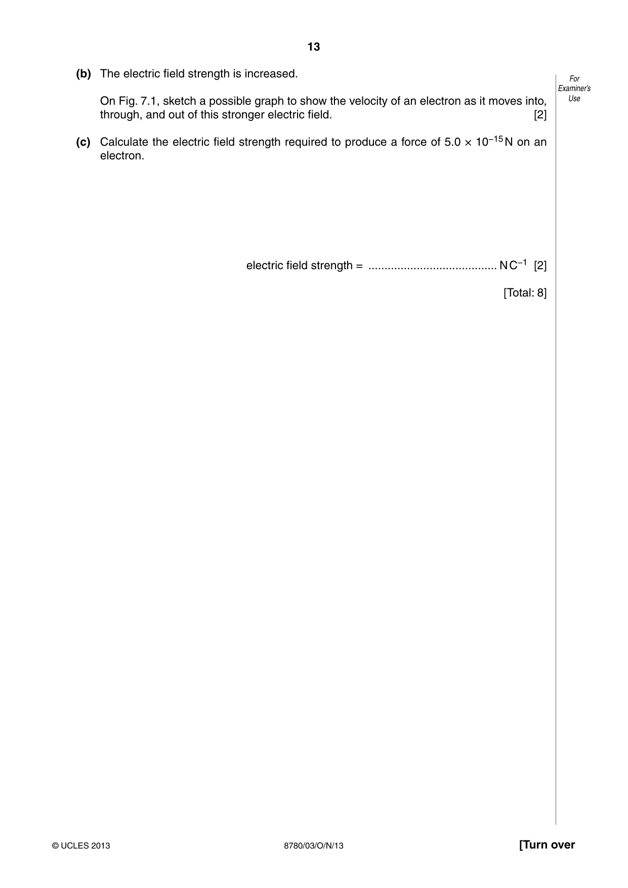 Cambridge A Level Physical Science 8780 2013 Oct/Nov Paper 3 · Variant 1 question paper, page 13 of 20