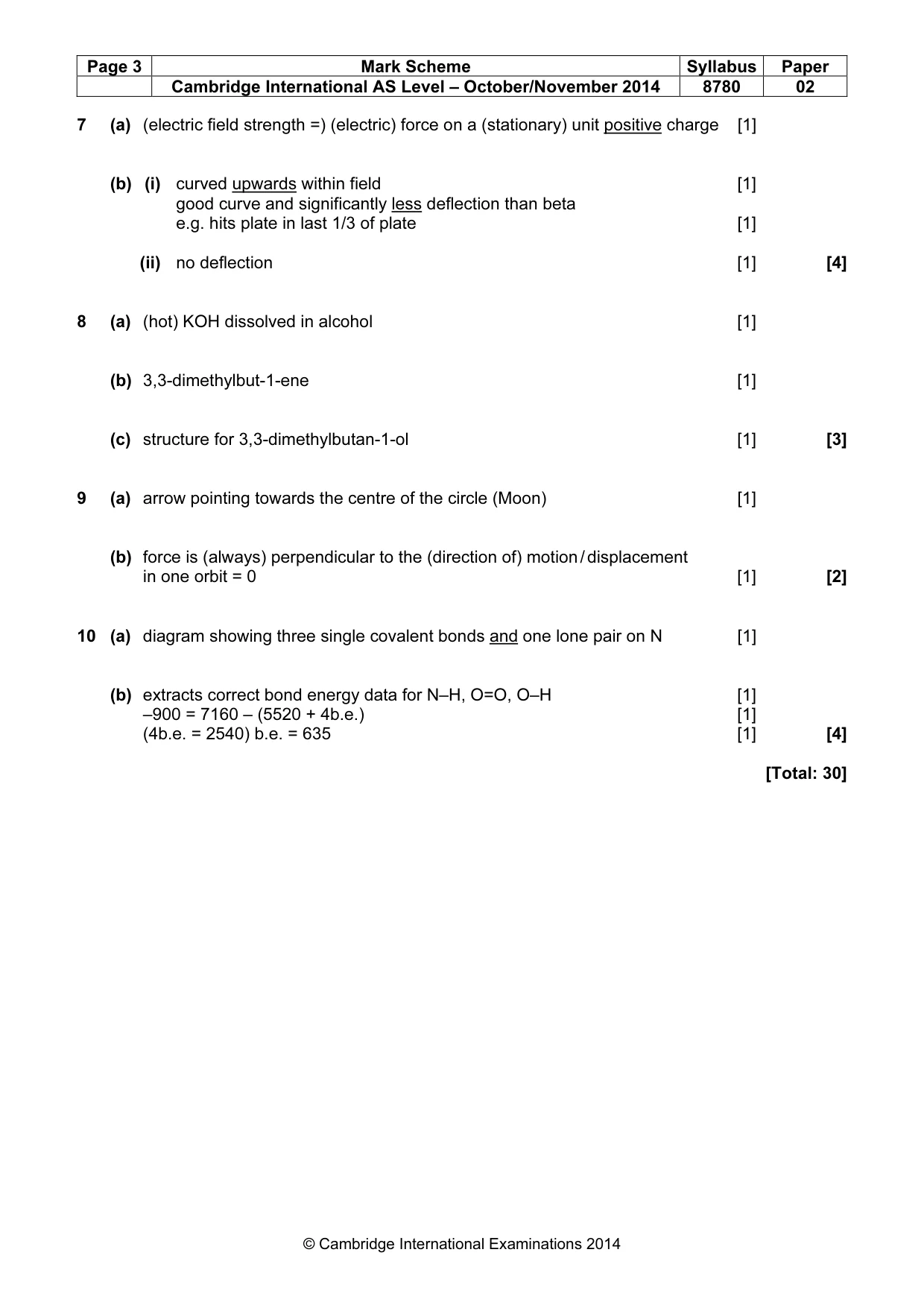Mark scheme, page 3 of 3