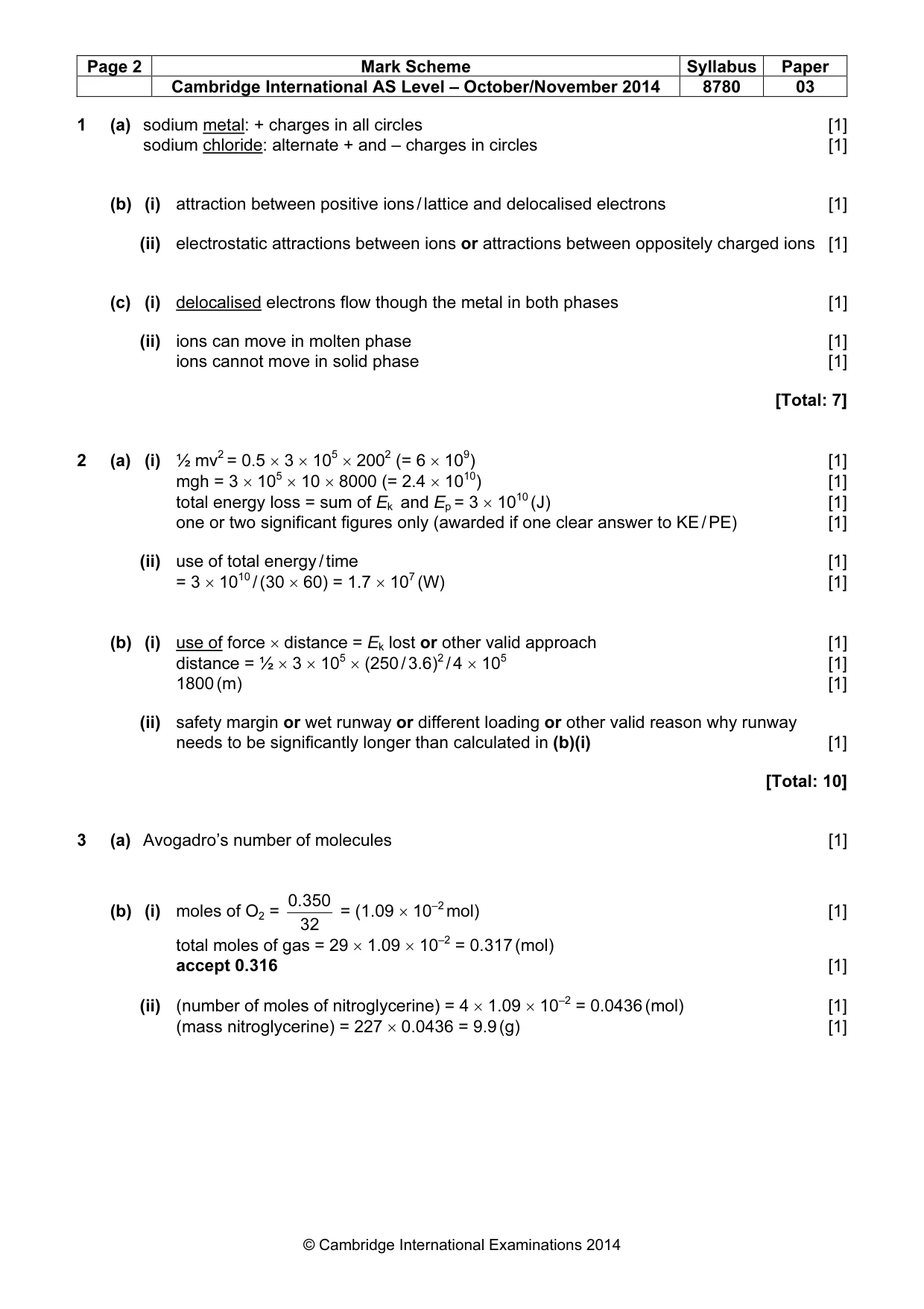 Mark scheme, page 2 of 6
