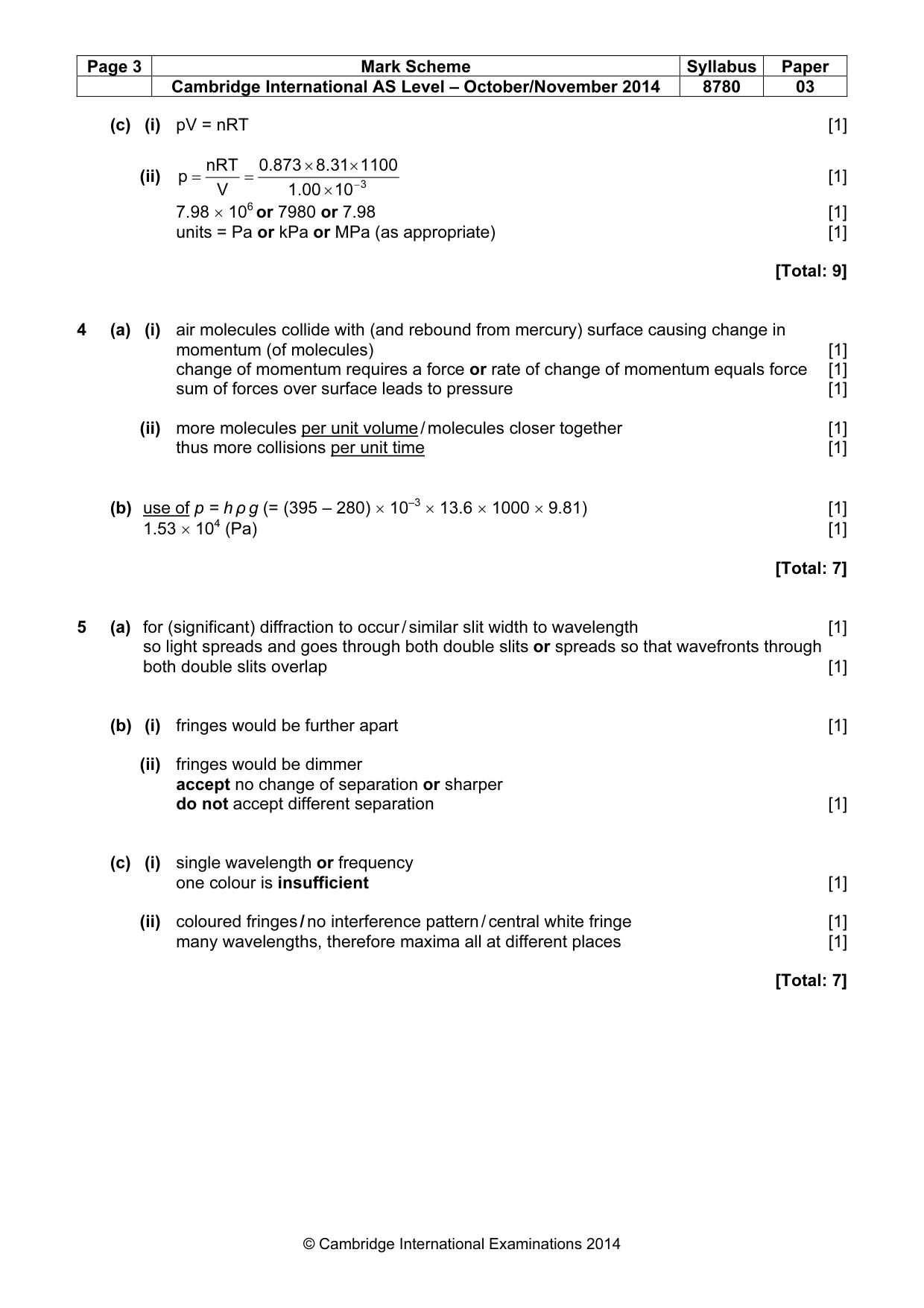 Mark scheme, page 3 of 6