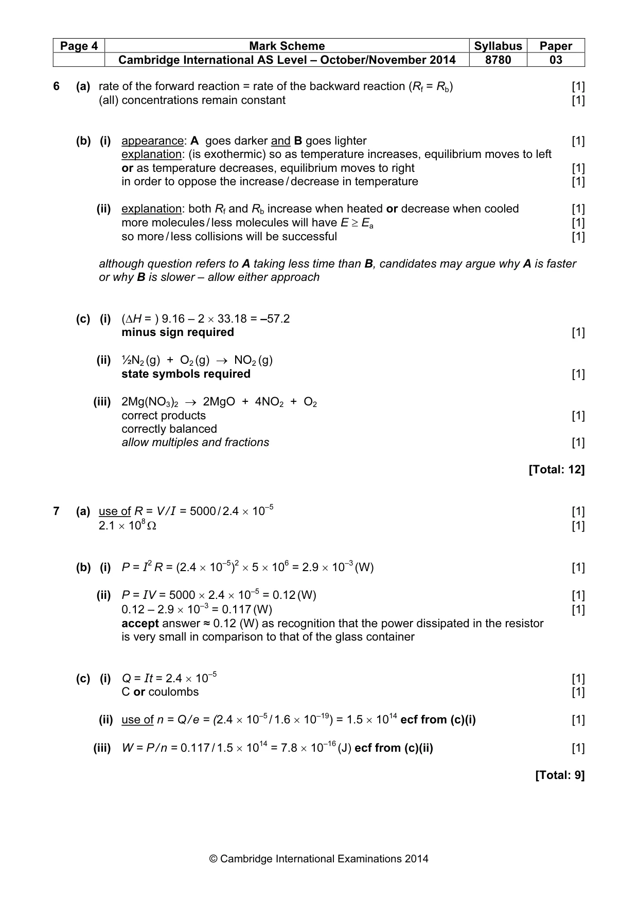 Mark scheme, page 4 of 6