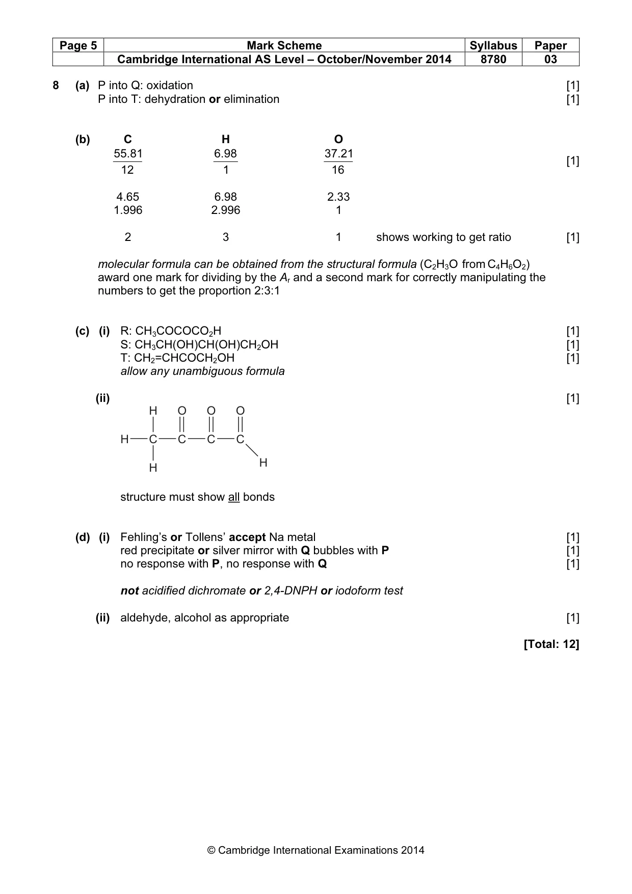 Mark scheme, page 5 of 6