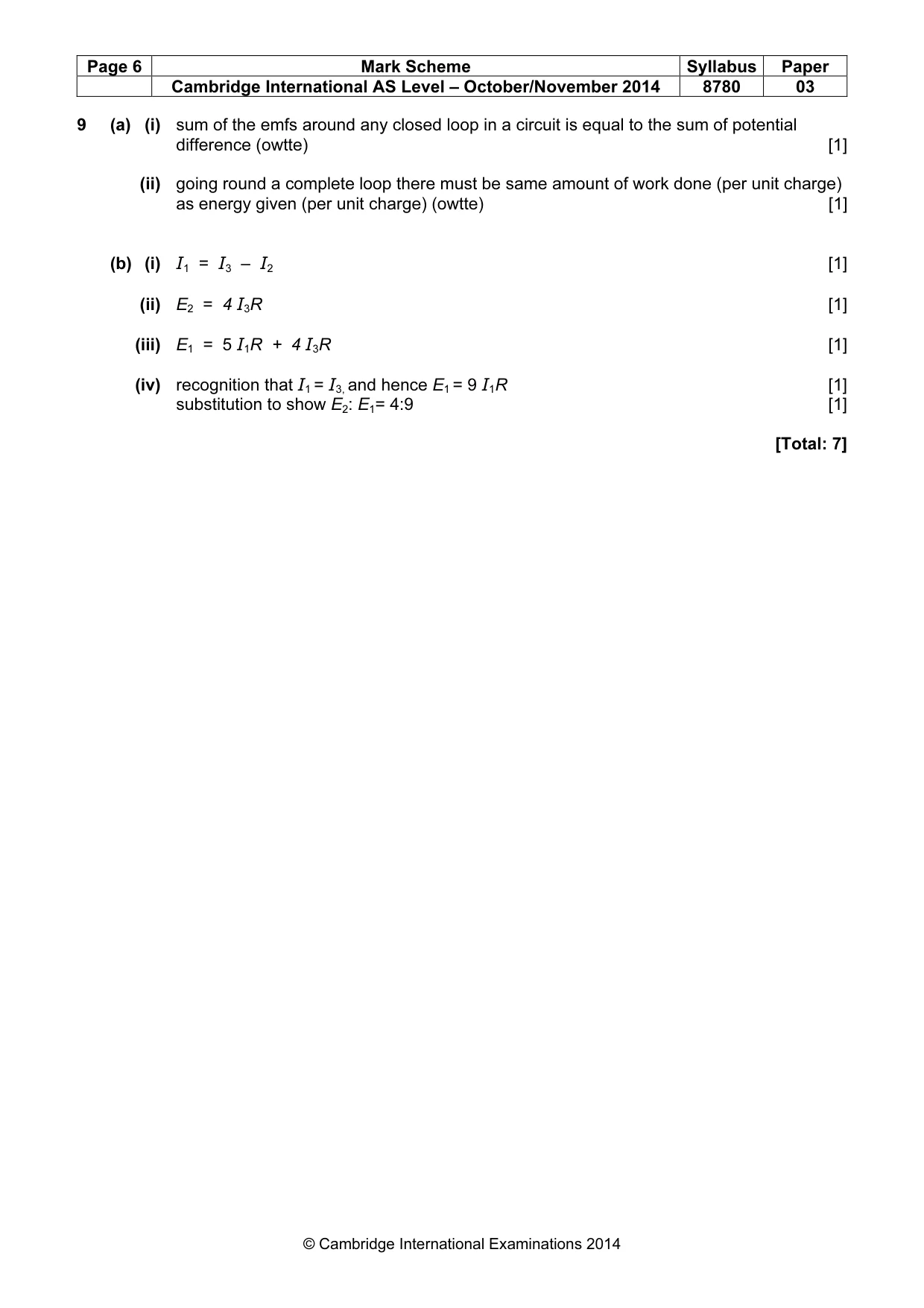 Mark scheme, page 6 of 6