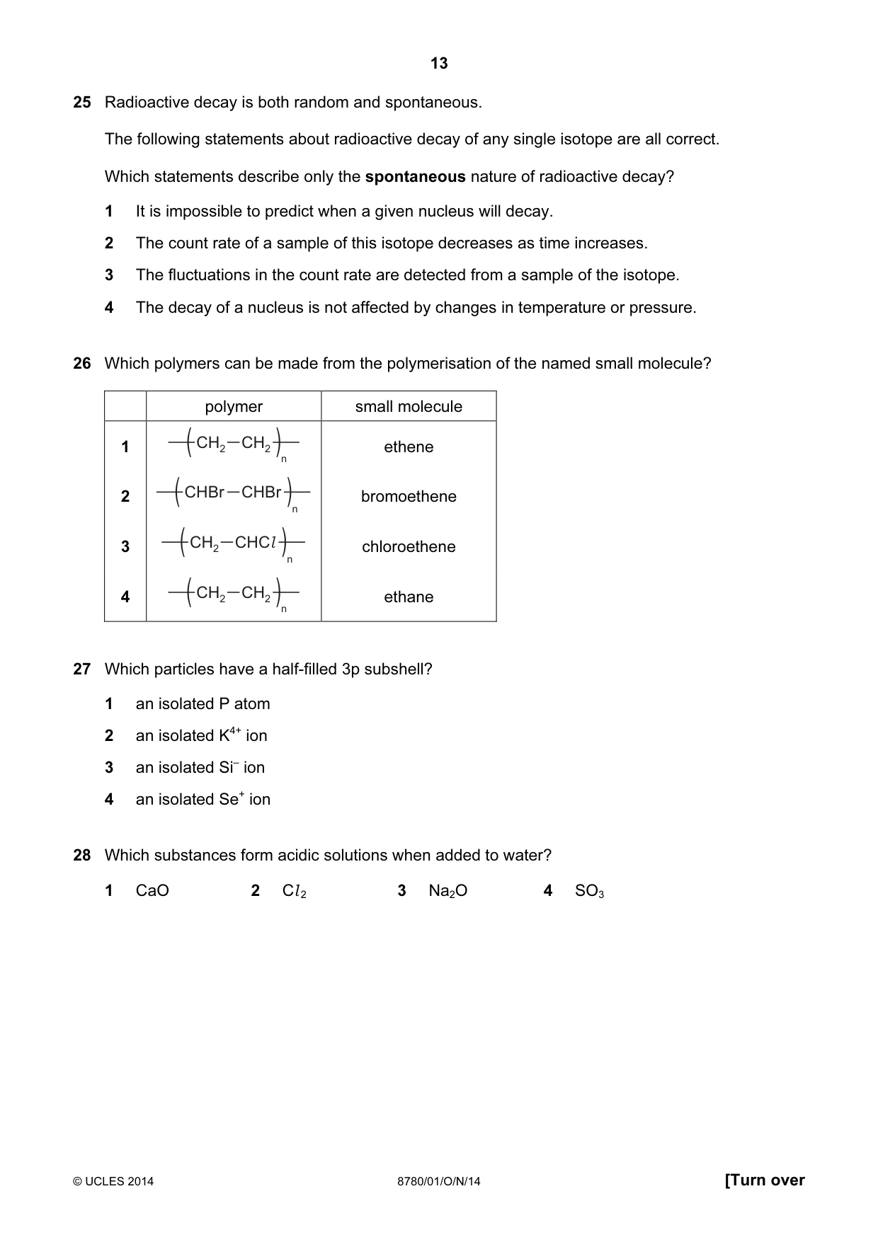 Cambridge A Level Physical Science 8780 2014 Oct/Nov Paper 1 · Variant 1 question paper, page 13 of 16