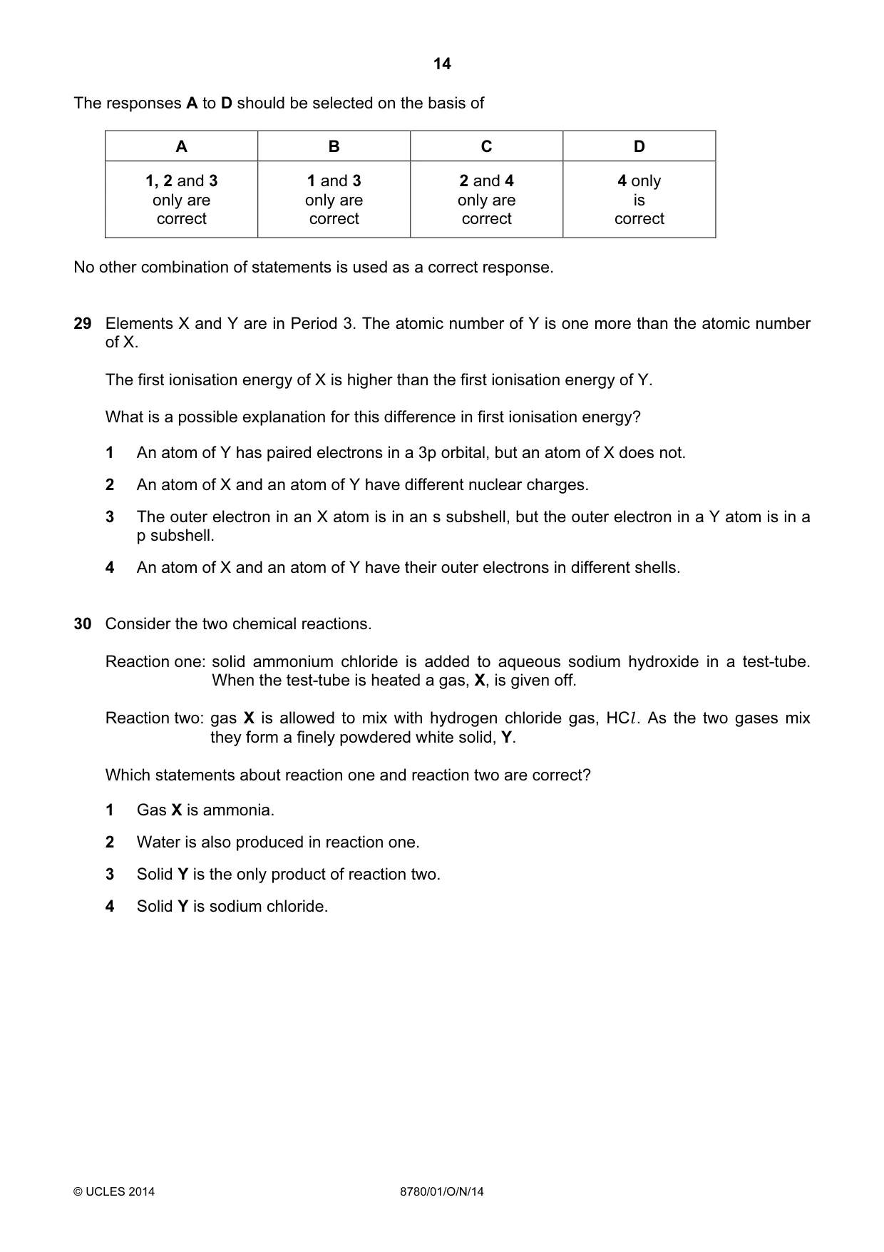 Cambridge A Level Physical Science 8780 2014 Oct/Nov Paper 1 · Variant 1 question paper, page 14 of 16