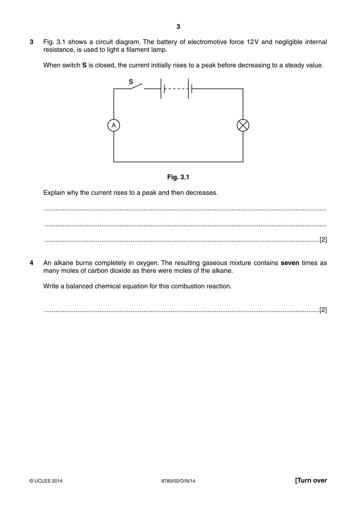 Cambridge A Level Physical Science 8780 2014 Oct/Nov Paper 2 · Variant 1 question paper, page 3 of 12