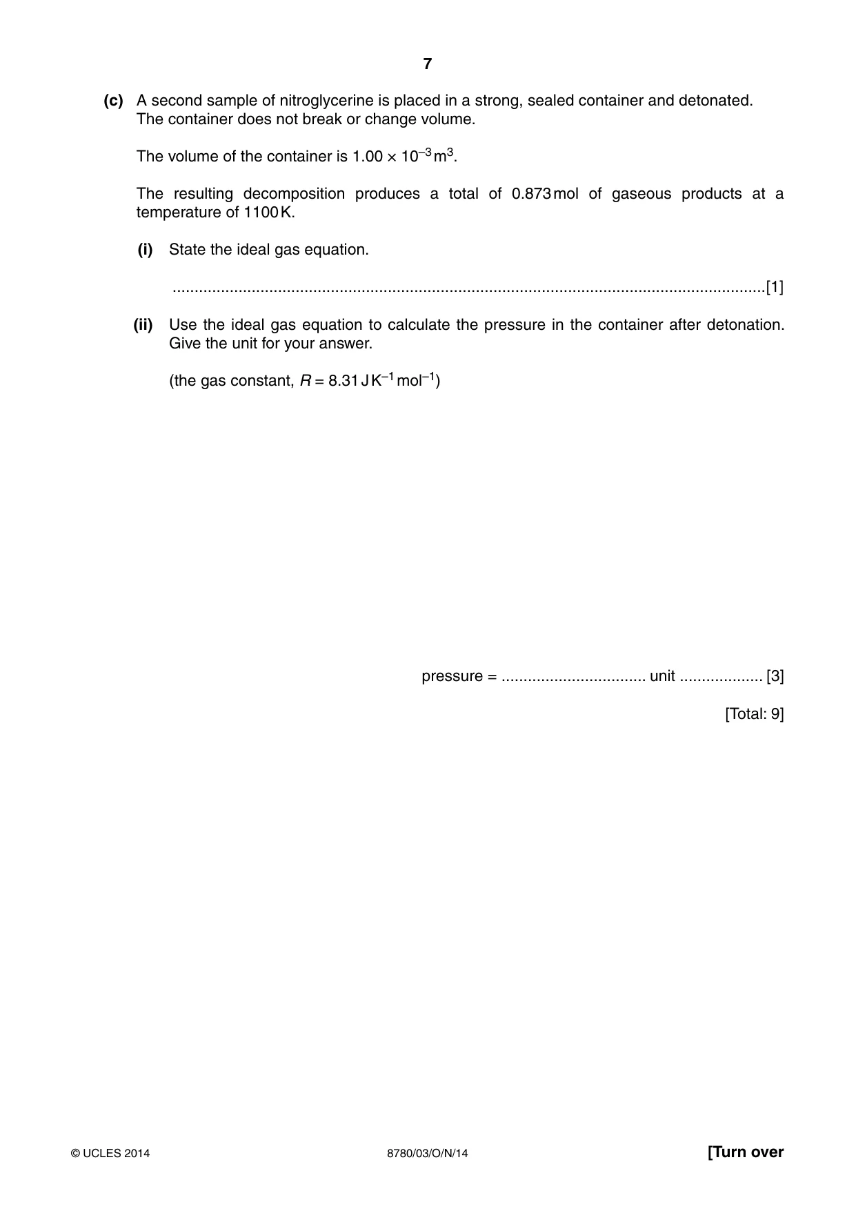 Cambridge A Level Physical Science 8780 2014 Oct/Nov Paper 3 · Variant 1 question paper, page 7 of 20