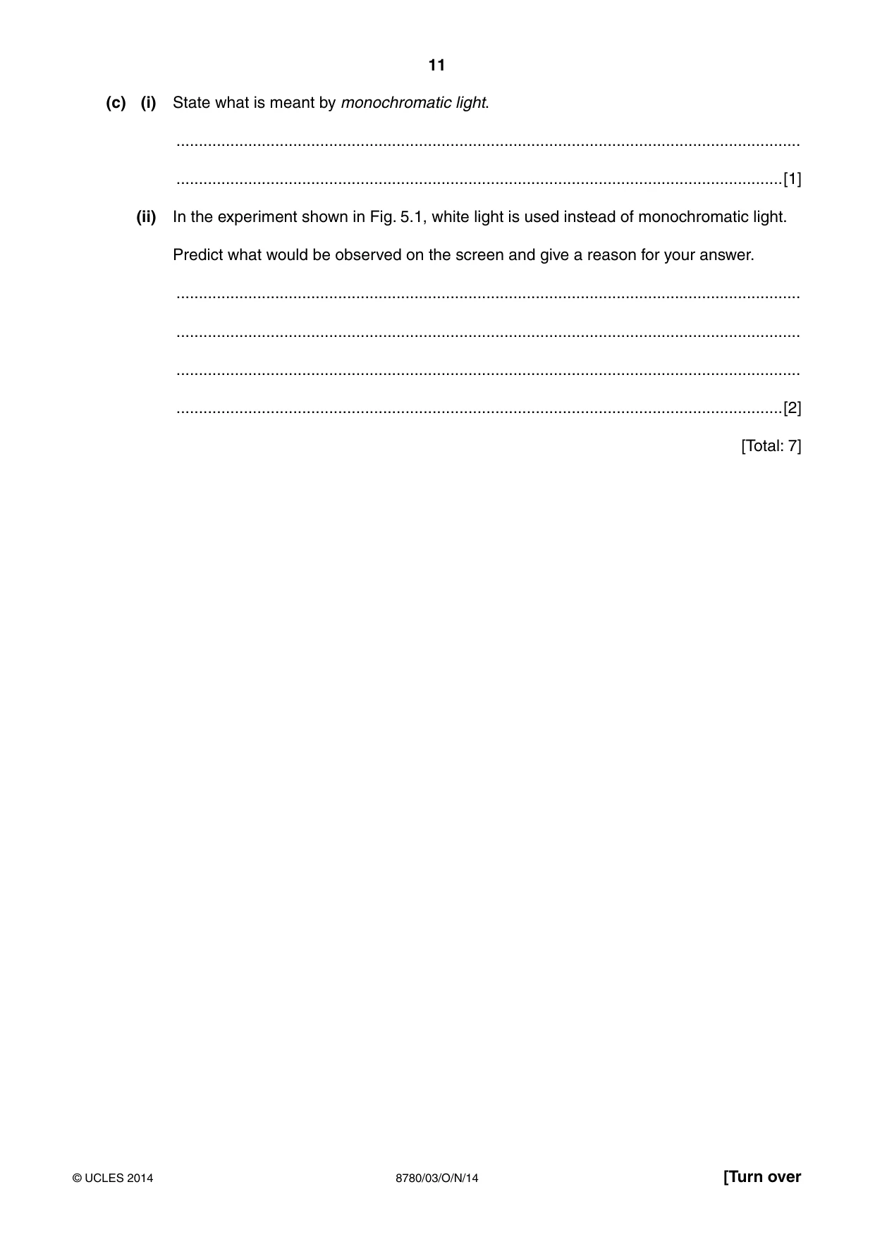 Cambridge A Level Physical Science 8780 2014 Oct/Nov Paper 3 · Variant 1 question paper, page 11 of 20
