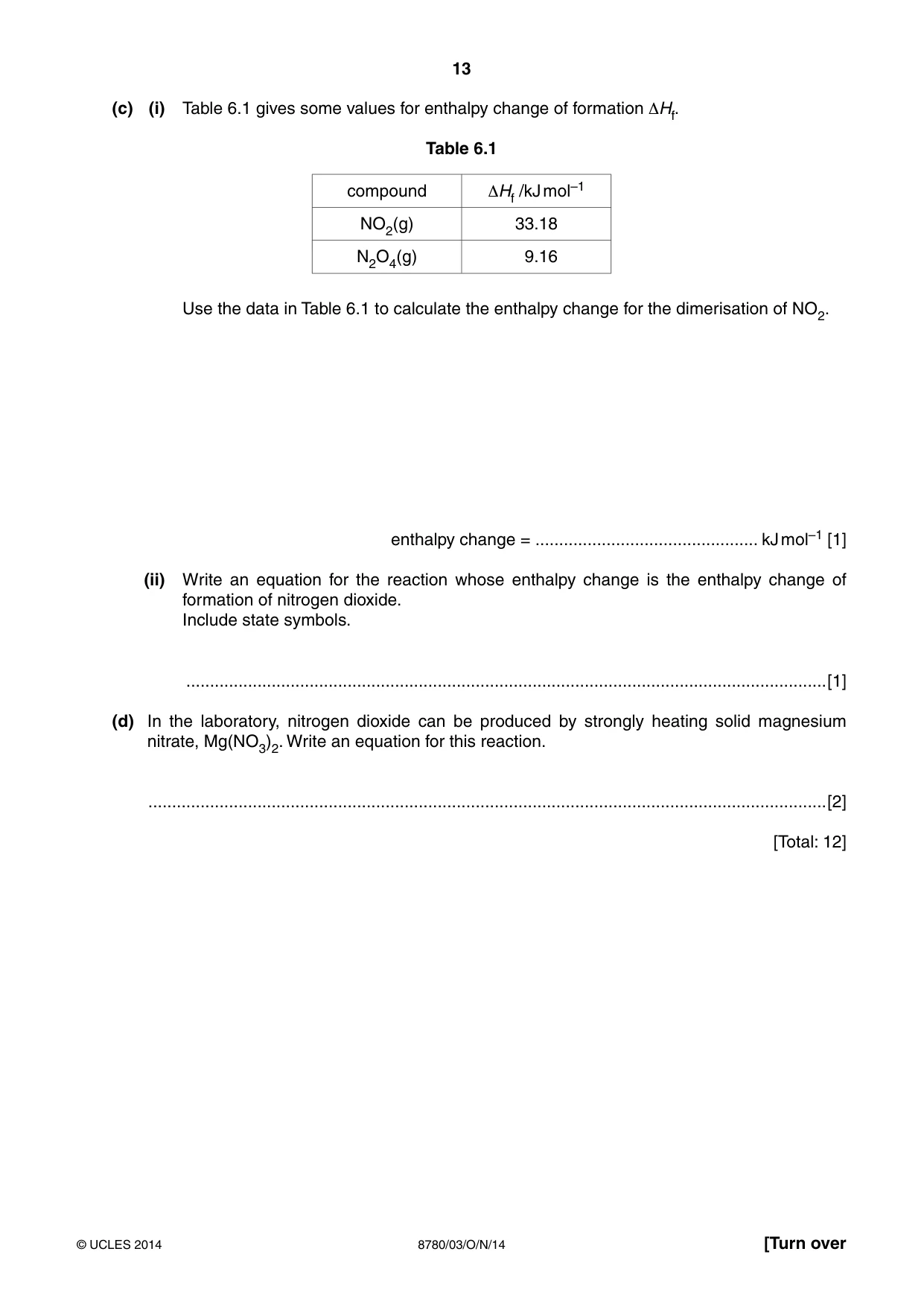 Cambridge A Level Physical Science 8780 2014 Oct/Nov Paper 3 · Variant 1 question paper, page 13 of 20