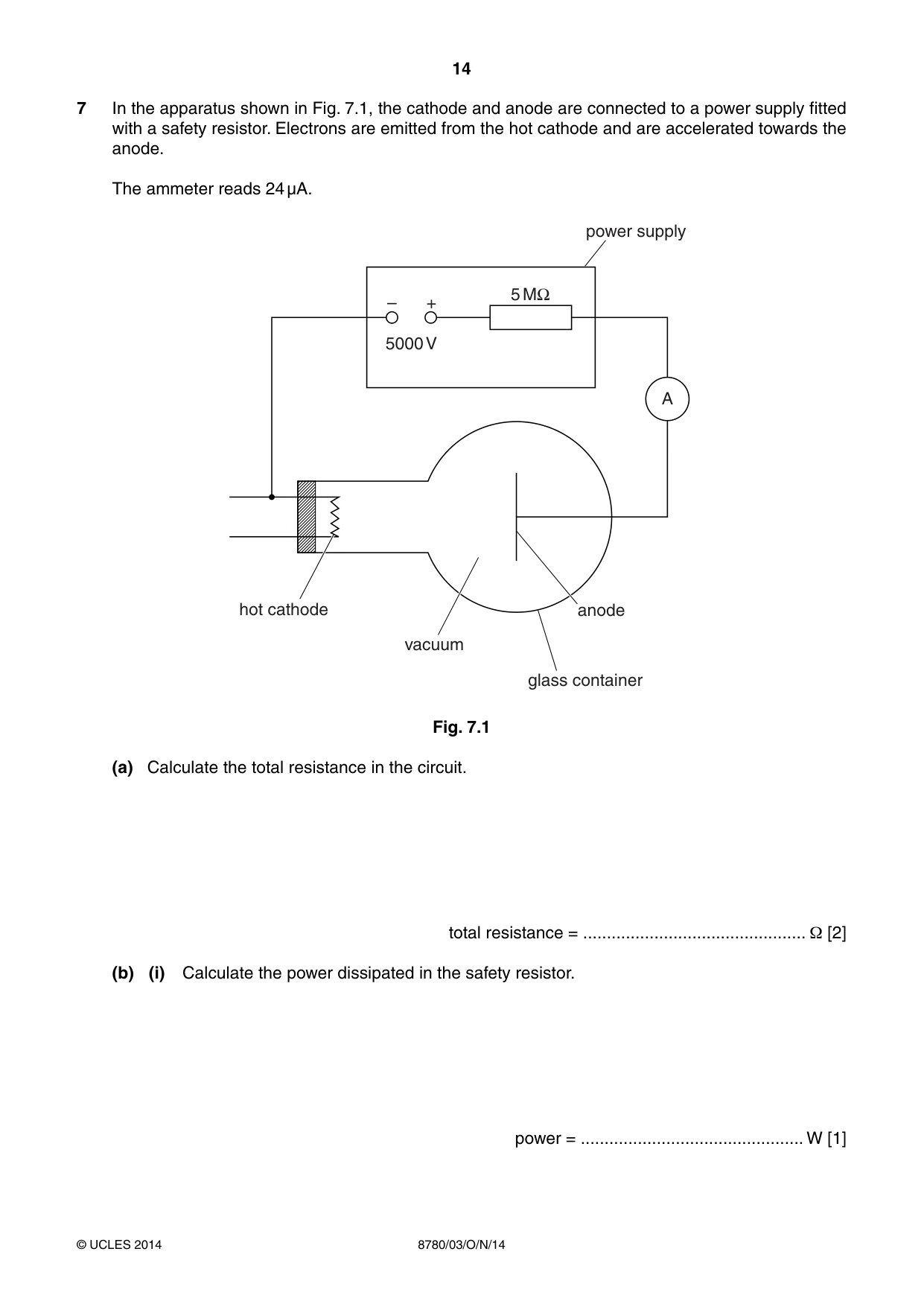 Cambridge A Level Physical Science 8780 2014 Oct/Nov Paper 3 · Variant 1 question paper, page 14 of 20