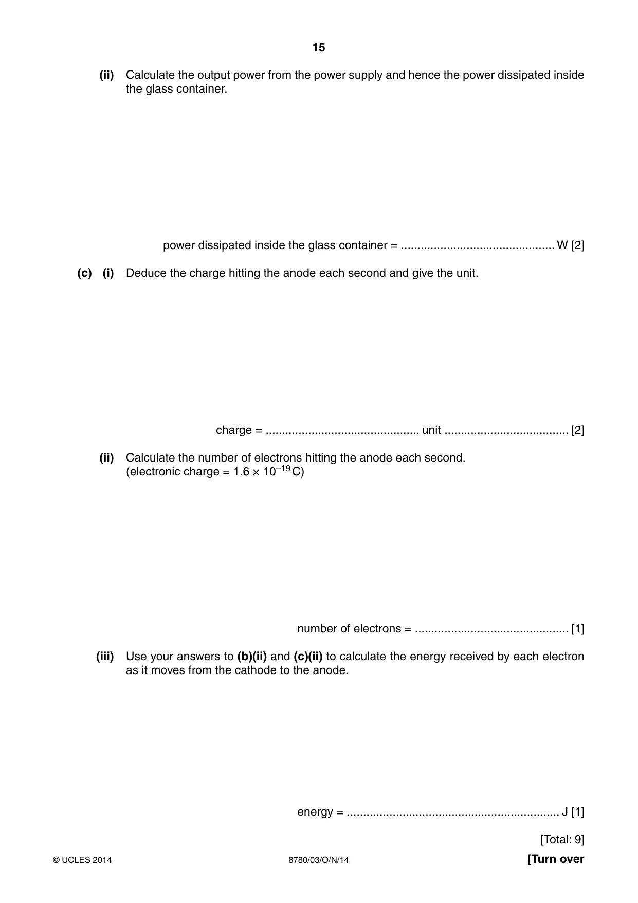 Cambridge A Level Physical Science 8780 2014 Oct/Nov Paper 3 · Variant 1 question paper, page 15 of 20