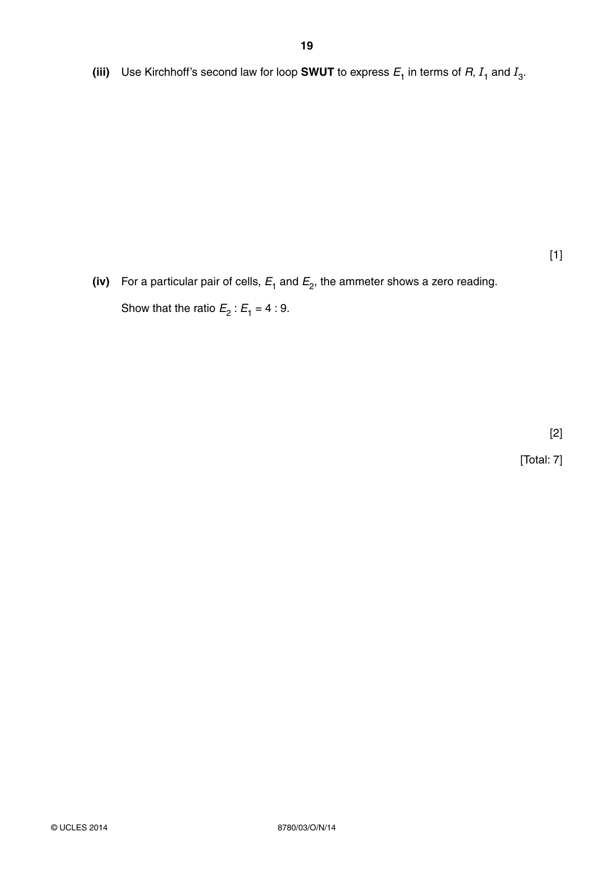 Cambridge A Level Physical Science 8780 2014 Oct/Nov Paper 3 · Variant 1 question paper, page 19 of 20