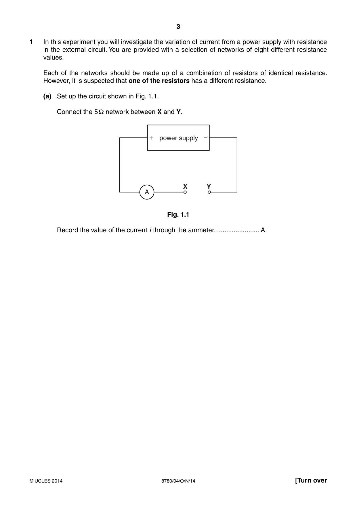 Cambridge A Level Physical Science 8780 2014 Oct/Nov Paper 4 · Variant 1 question paper, page 3 of 16