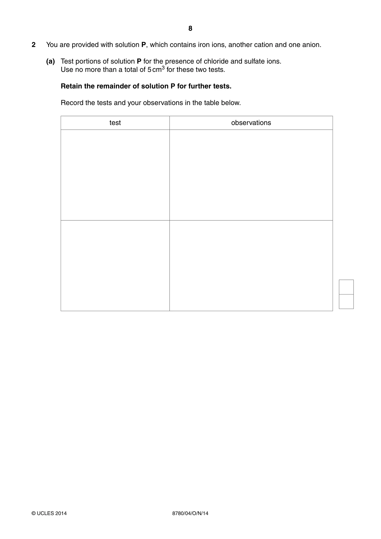 Cambridge A Level Physical Science 8780 2014 Oct/Nov Paper 4 · Variant 1 question paper, page 8 of 16