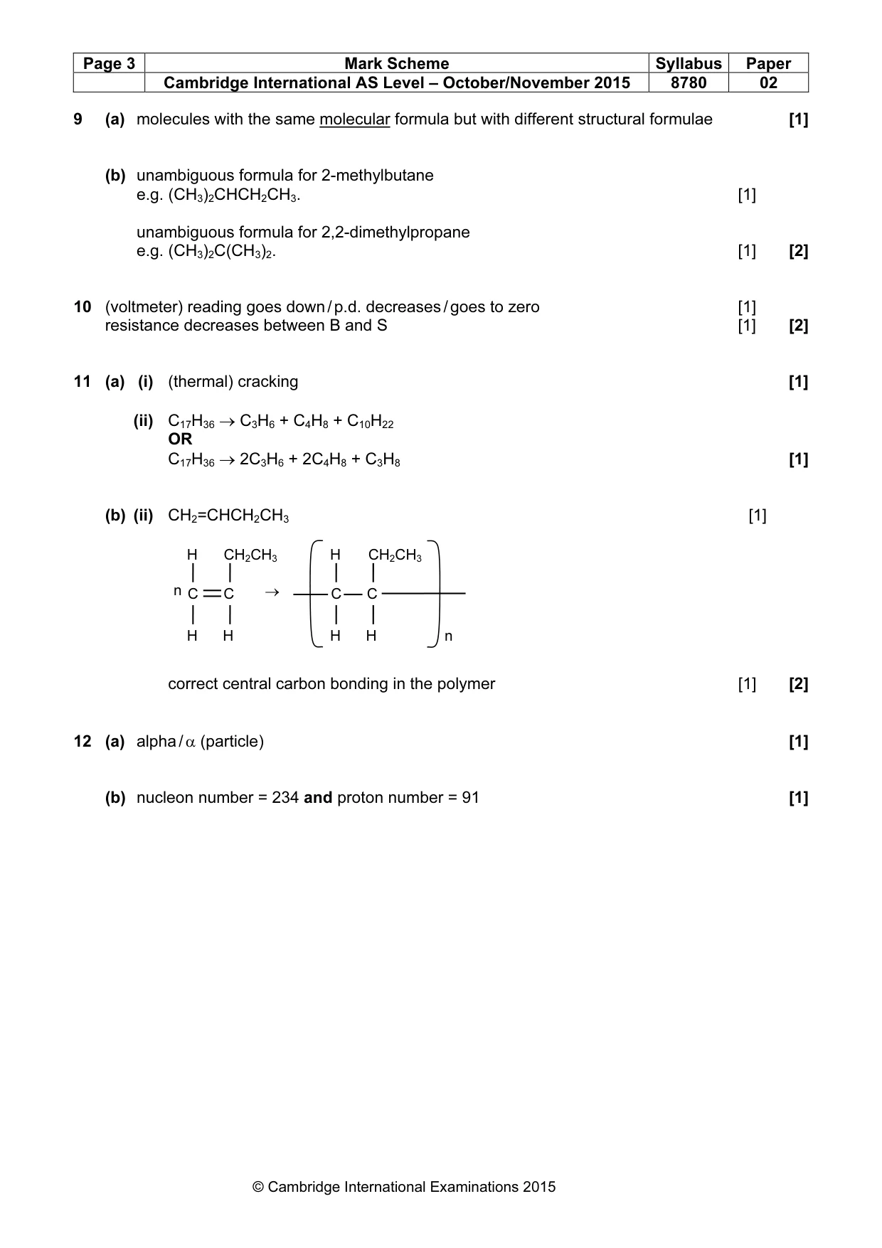 Mark scheme, page 3 of 3