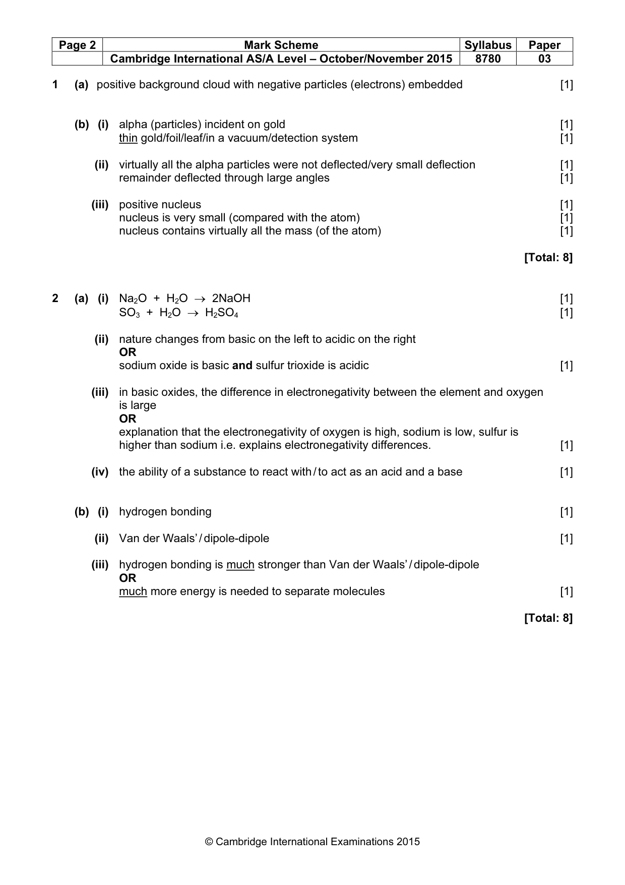 Mark scheme, page 2 of 5