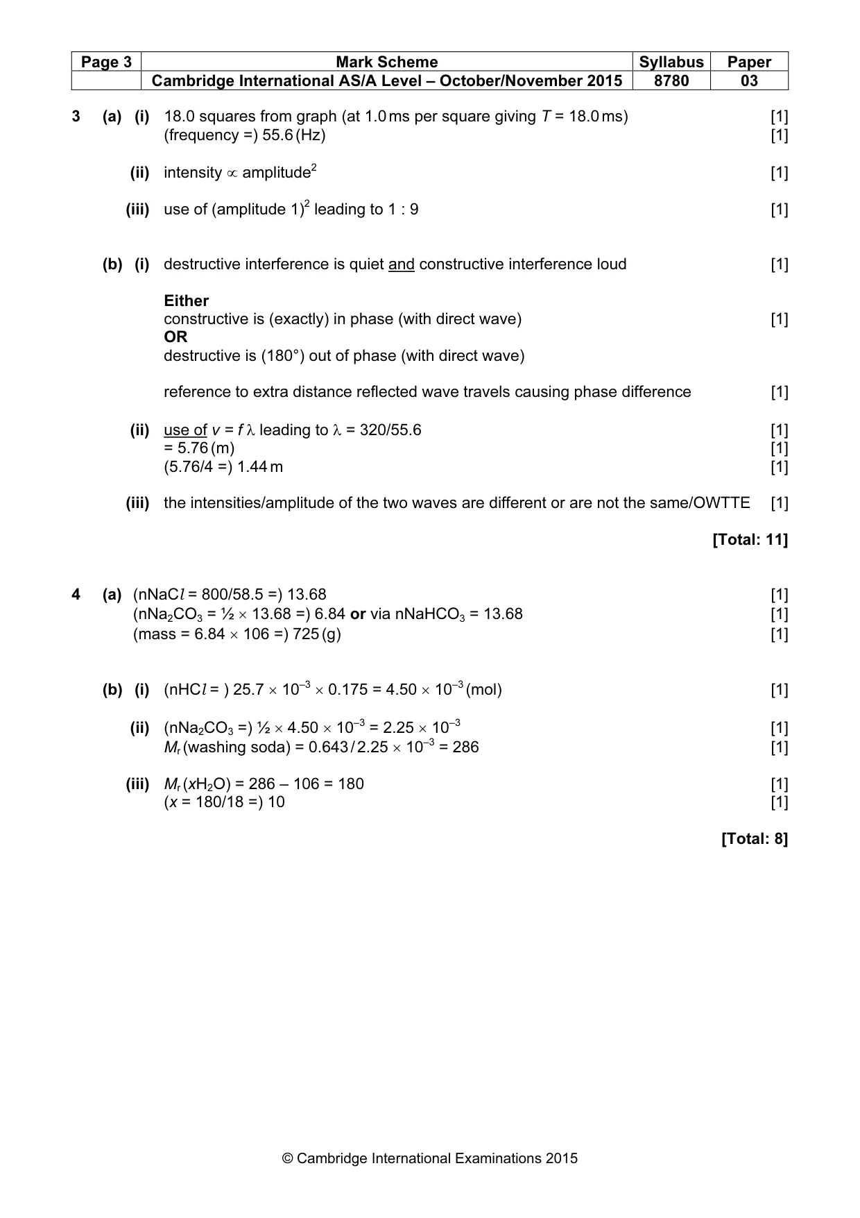 Mark scheme, page 3 of 5