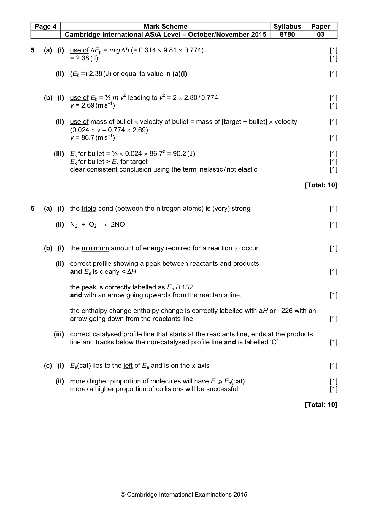 Mark scheme, page 4 of 5
