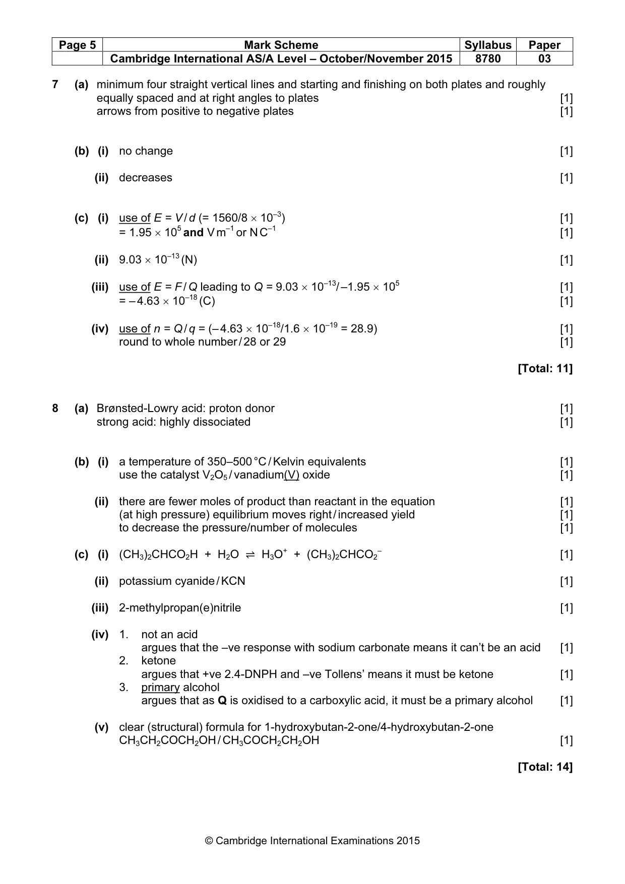 Mark scheme, page 5 of 5