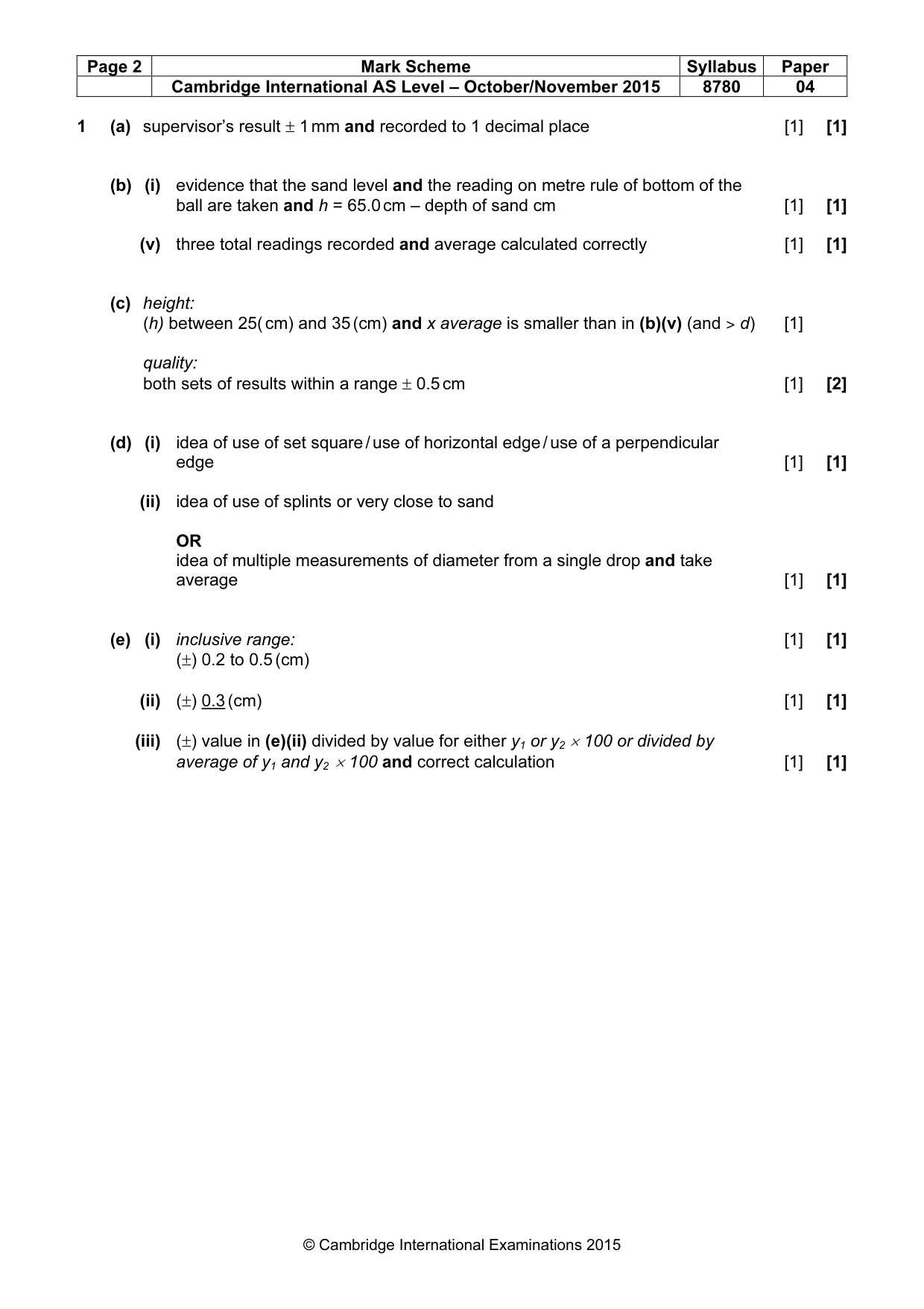 Mark scheme, page 2 of 4